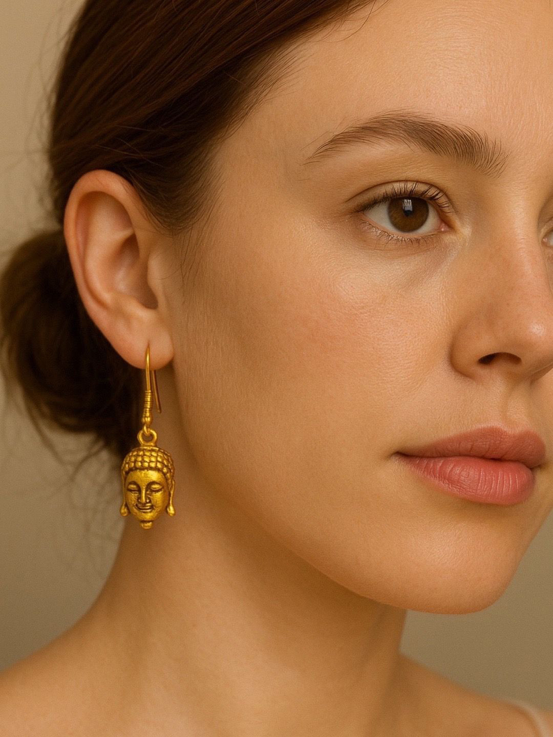Digital Dress Room  Gold Plated Buddha Drop Earrings