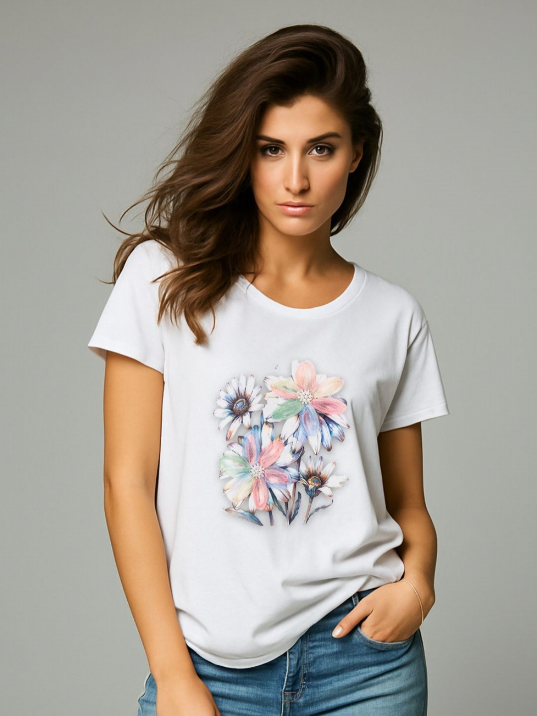 GRACE & JACK Women Love in Bloom 3D Heart & Pearls T-shirt