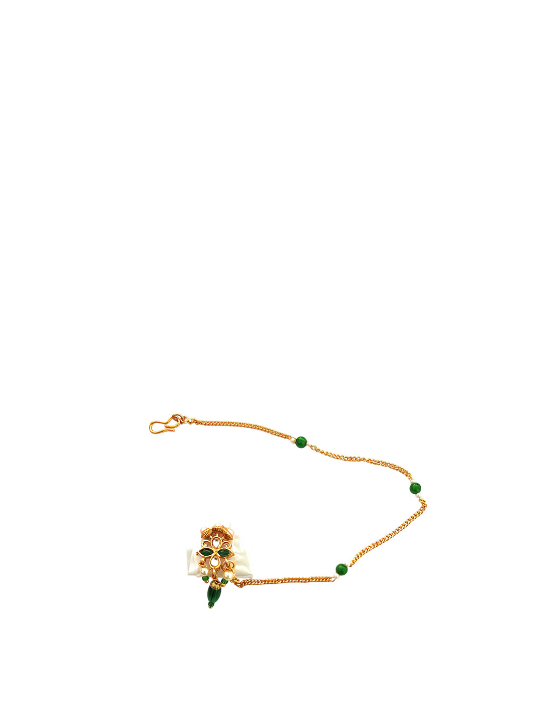 NIKYANKA Gold-Plated Artificial Stones and Beads Chained Nath