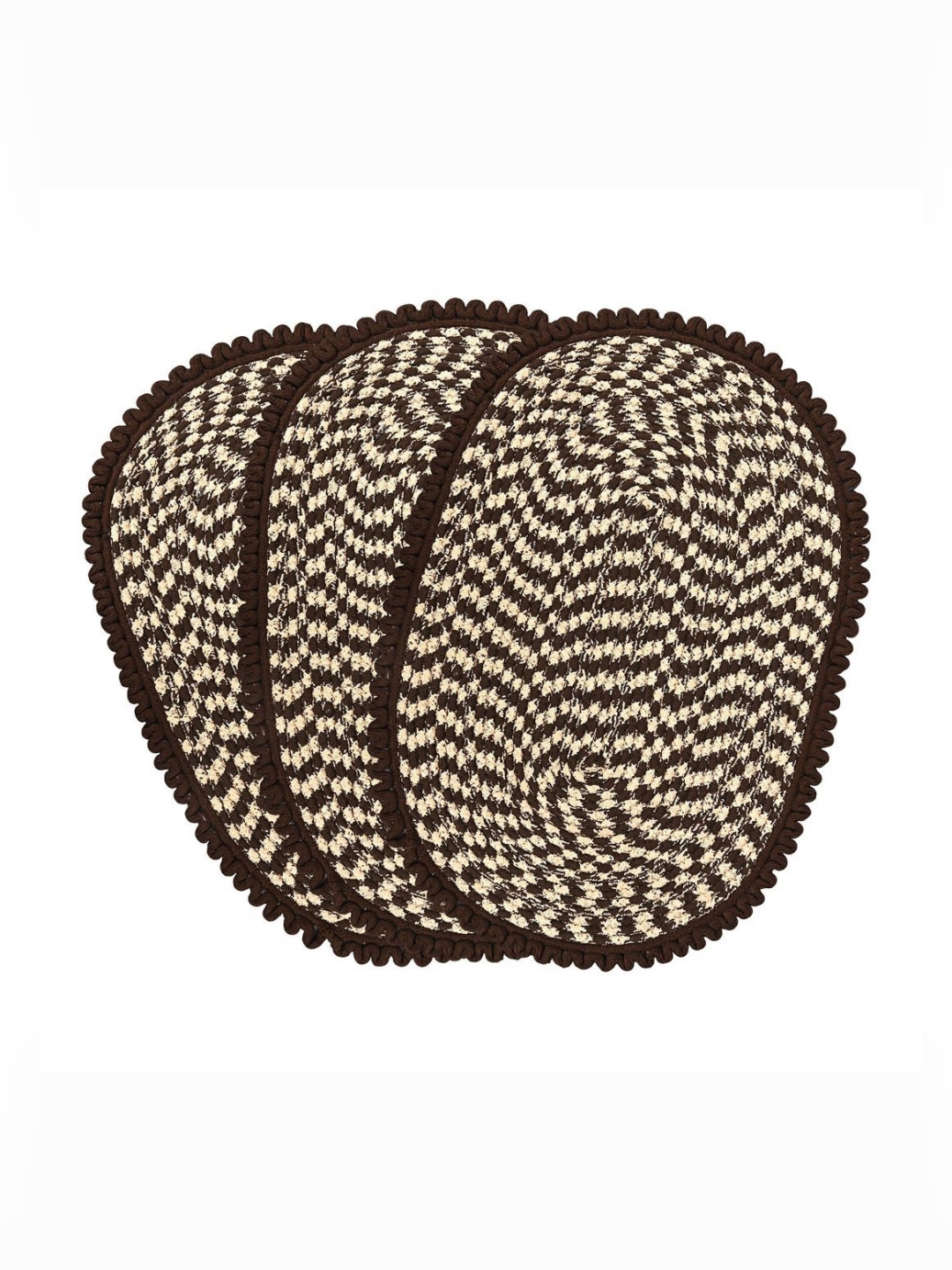 Aura 3 Pieces Brown & Cream Spiral Oval Super Absorbent Doormat