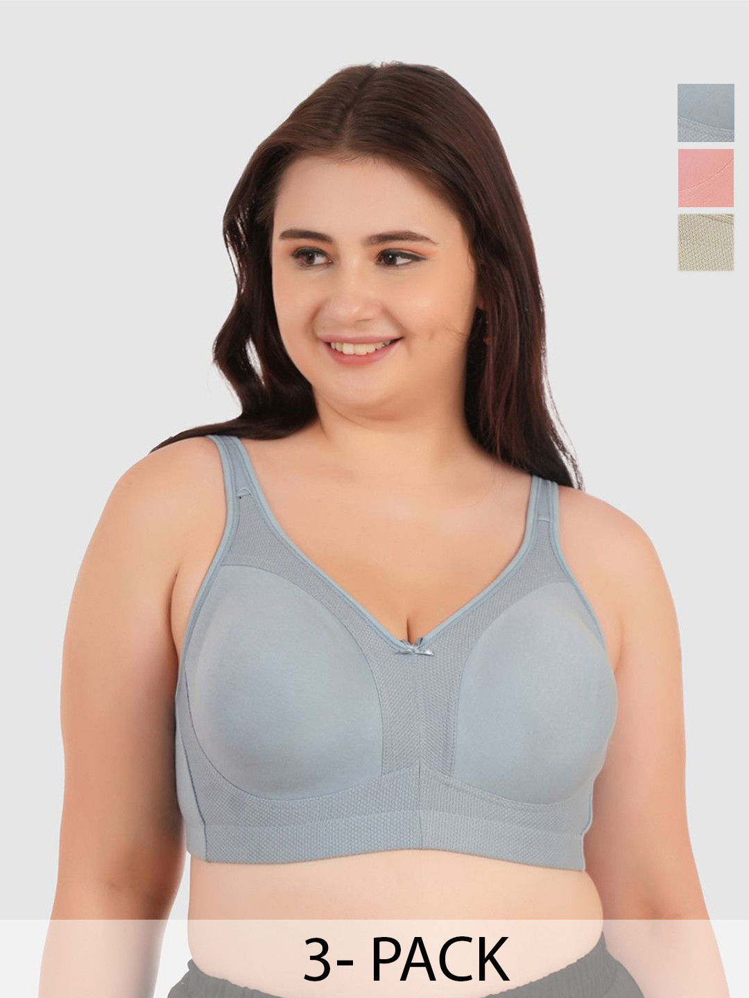 DressBerry Women Pack Of 3 Full Coverage Non Padded T-Minimizer Bra