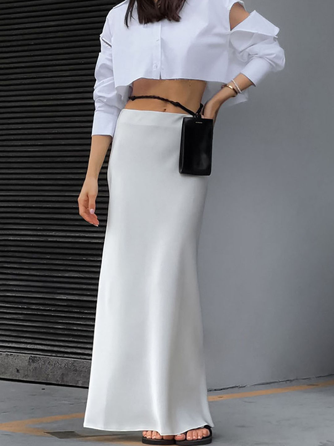 JC Mode Side Slit A-Line Maxi Skirt