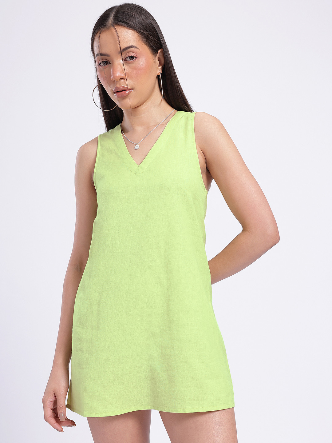 glitchez Whimsical Wonder V-Neck Tie-Up Back Mini A-Line Dress