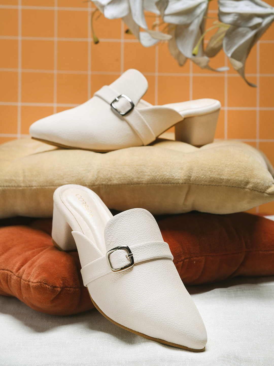 CORSICA Women Solid Slip On Party Block Mules