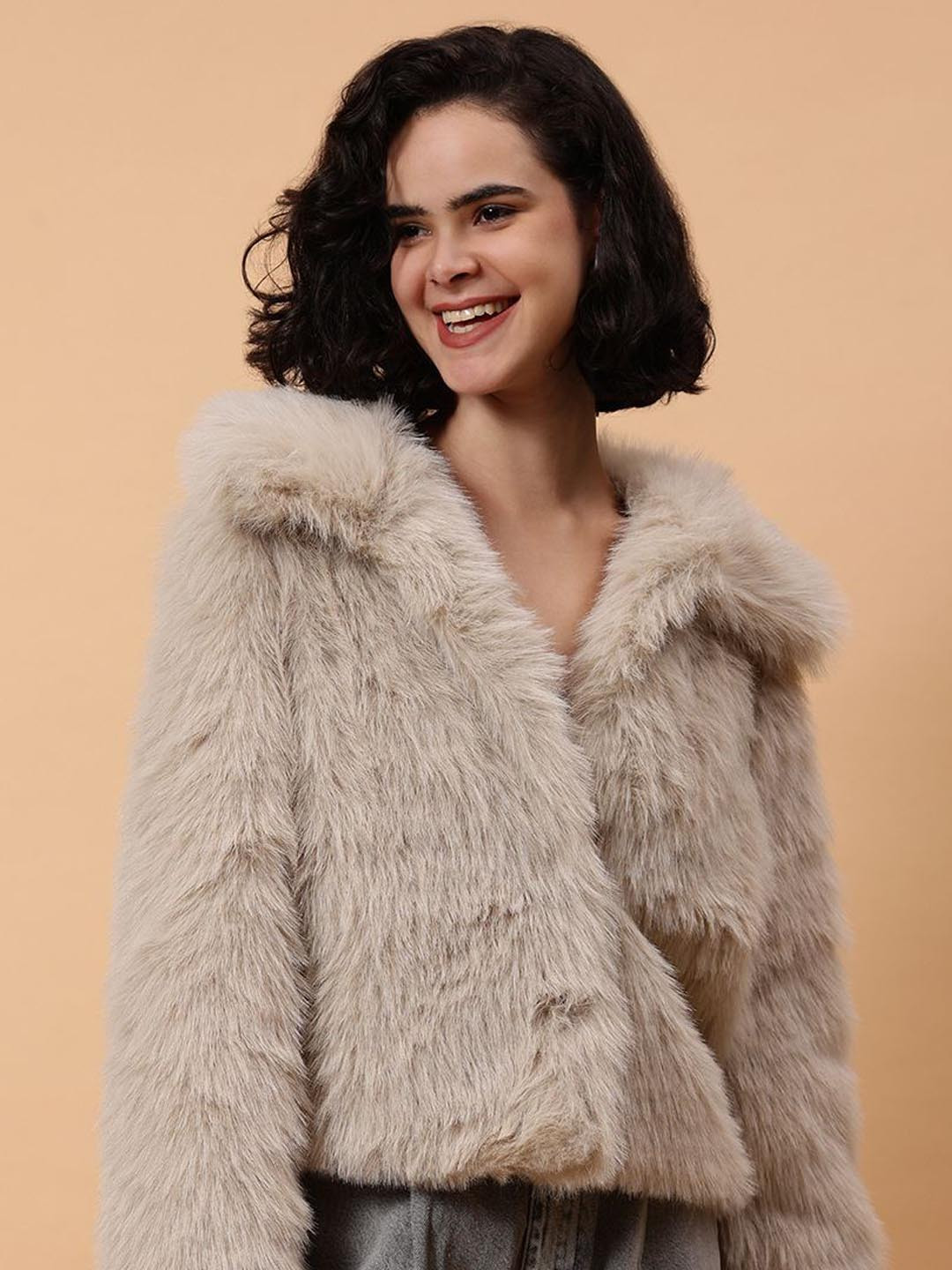 Fashion Gaiia Single-Breasted Cropped Overcoat