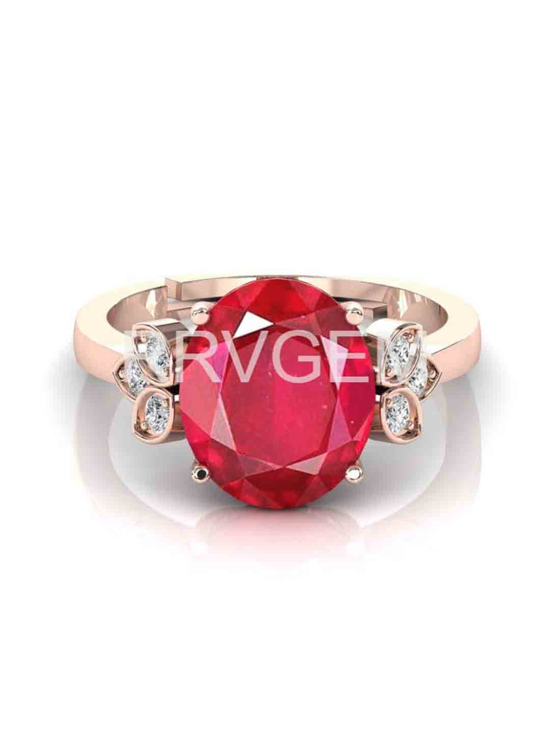 RRVGEM 11.25 Ratti 10 KT Ruby Stone Gold Plated Finger Ring