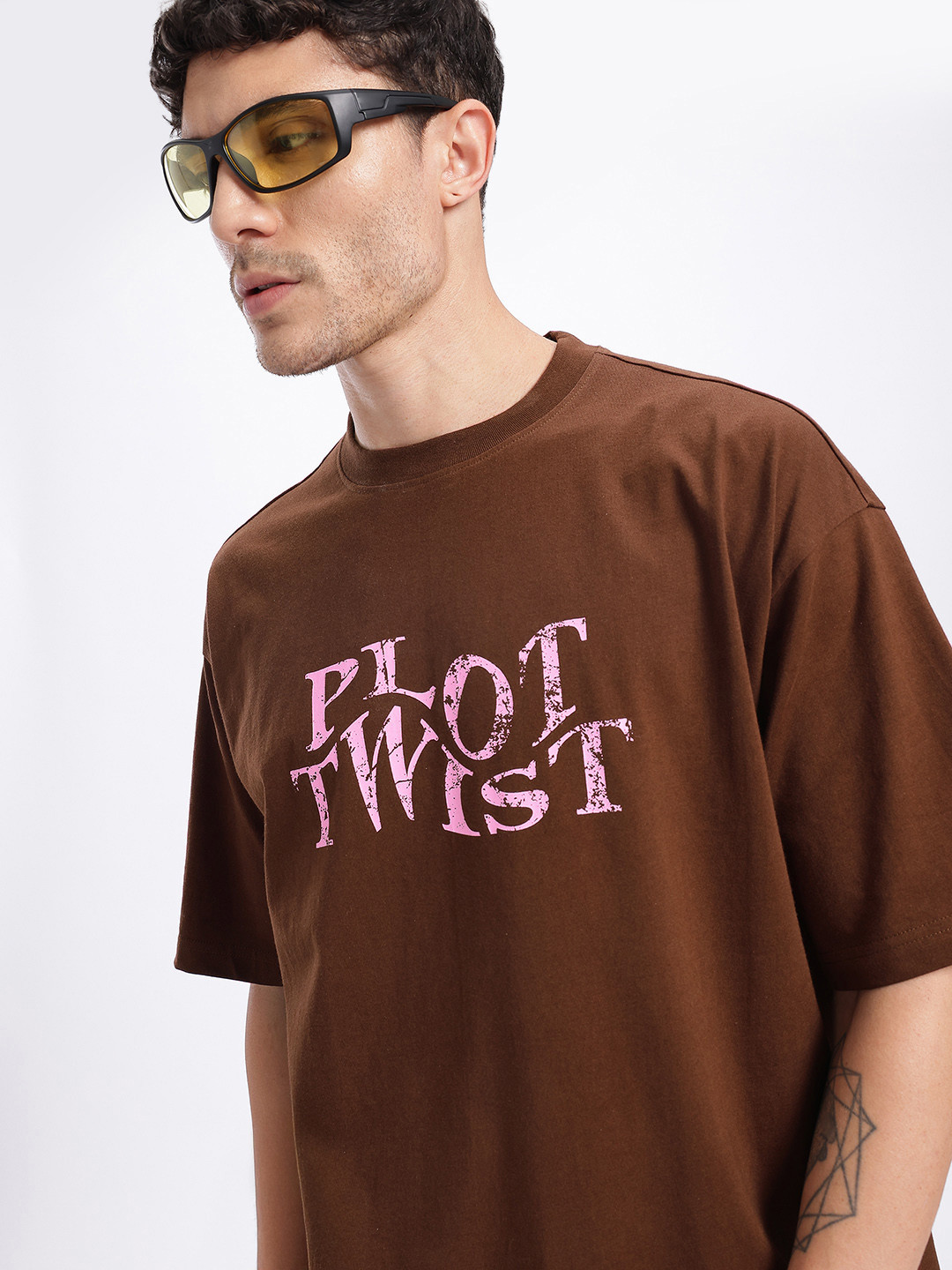glitchez Twisted Edge Printed Oversized T-shirt