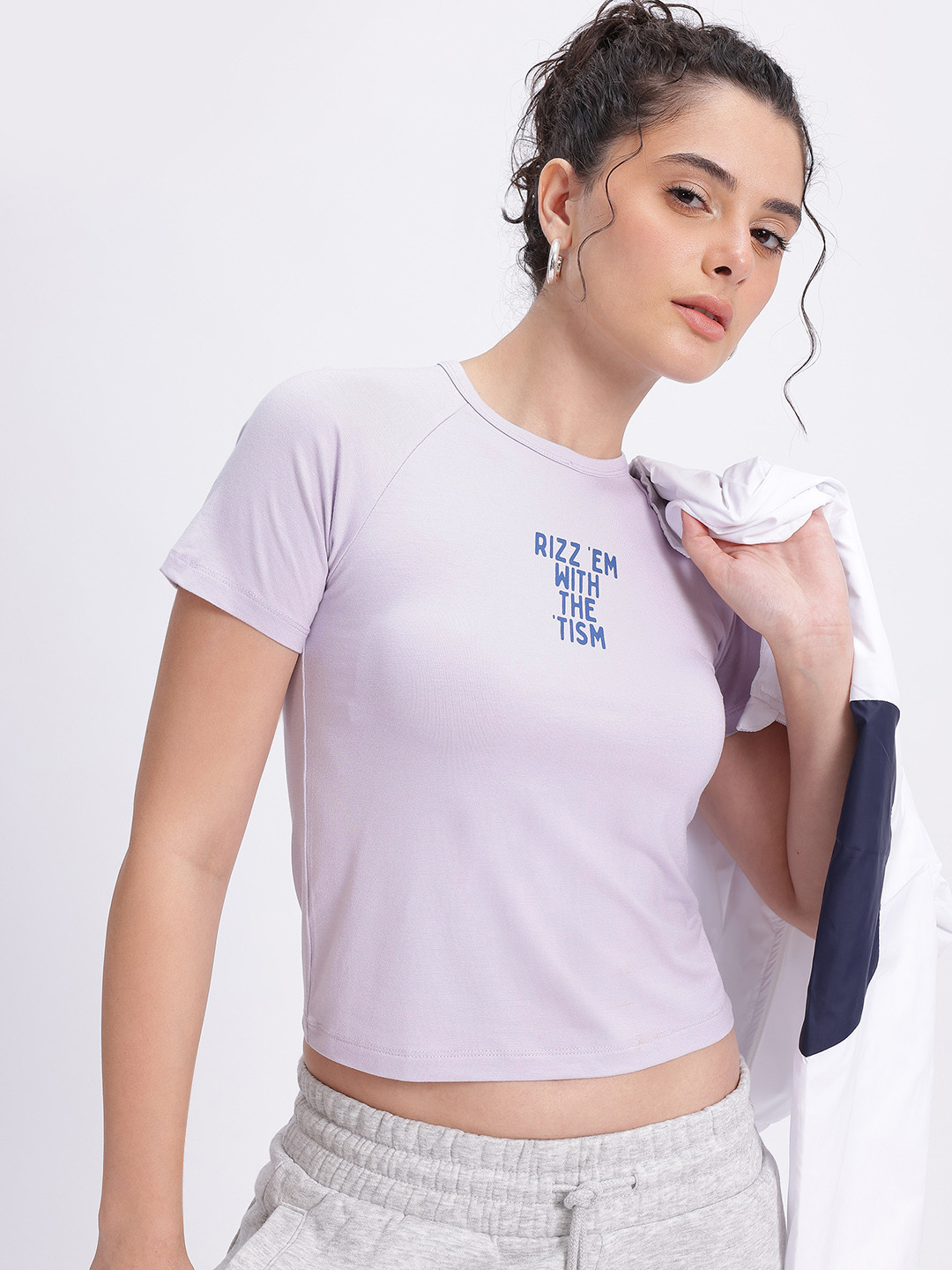 SZN Typography Print Bamboo spandex Crop Top