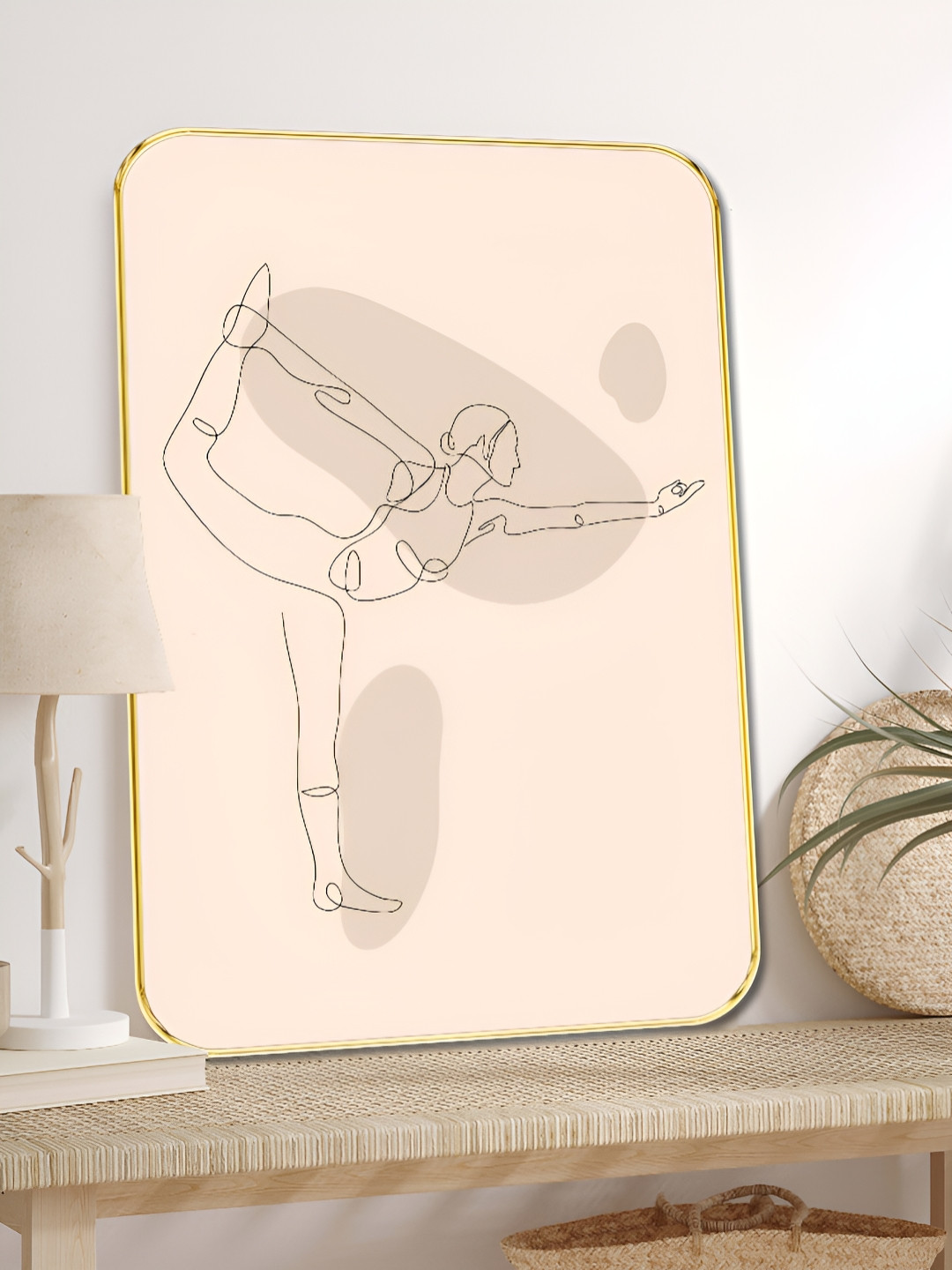 Myntra Elegant Homes Pink & Black Yoga Printed Wall Art