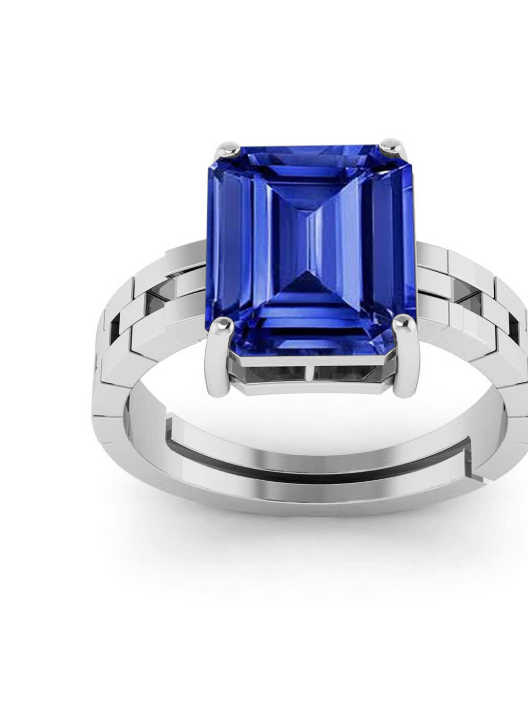 RRVGEM Blue Sapphire Ring 9.50 KT Blue Ring Silver Plated Adjustable Ring Astrological