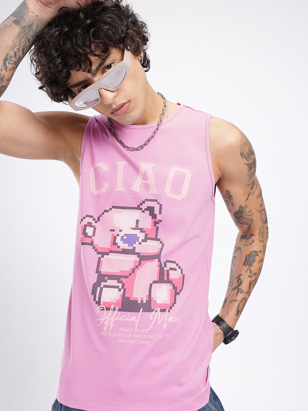 glitchez Printed Sleeveless T-shirt