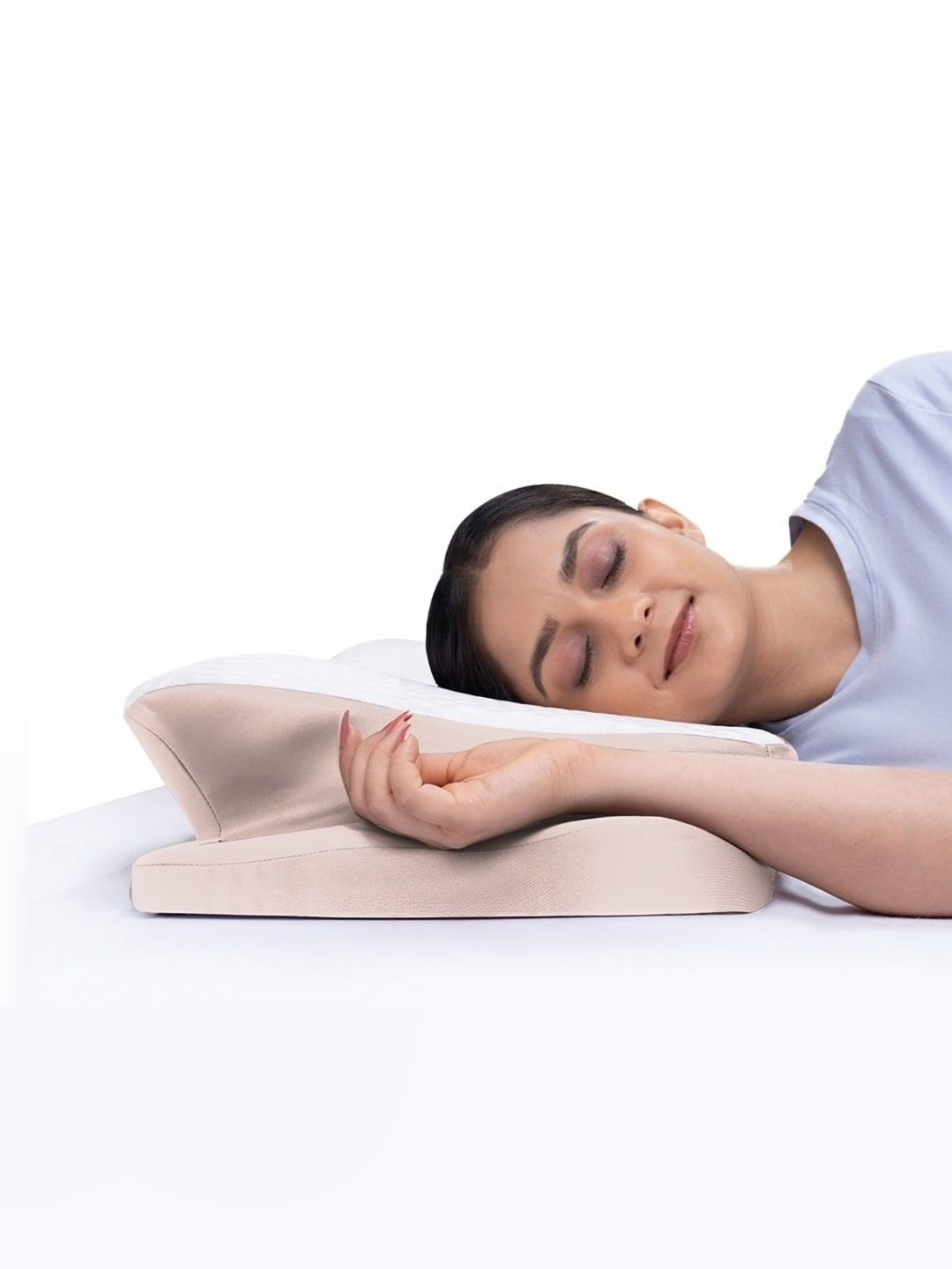 FRIDO Beige Dual Height Memory Foam Butterfly Cervical Pillow