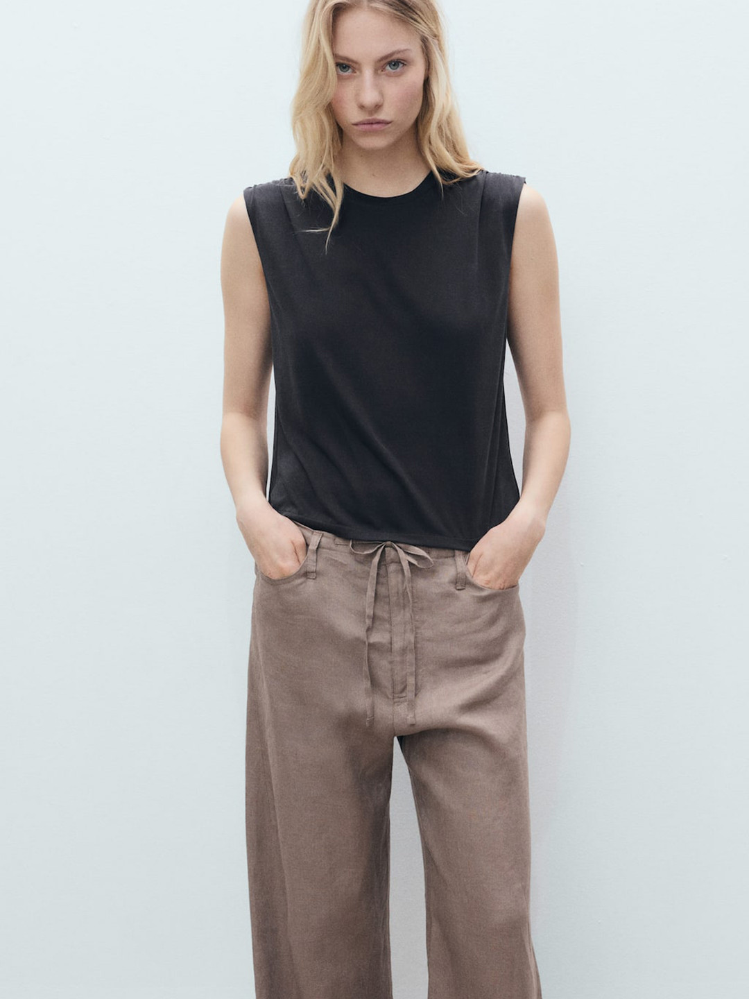 MANGO Ruched Detail Sleeveless T-shirt