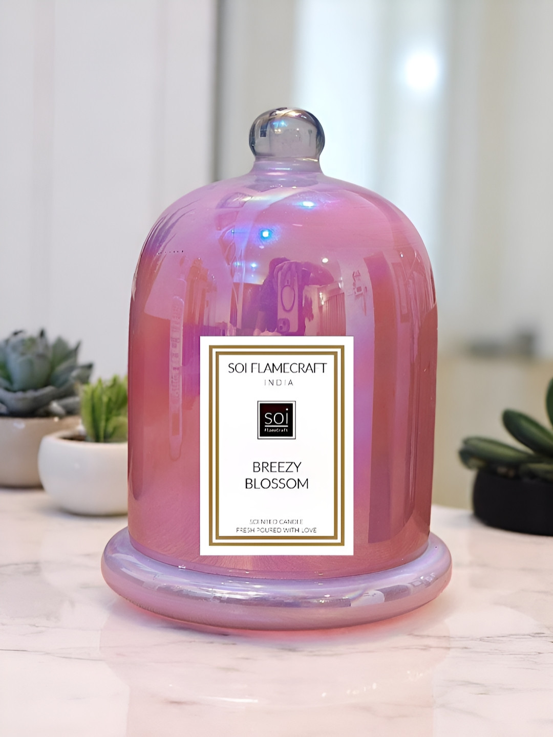 Soi FlameCraft Breezy Blossom Scented 1 Wick Solid Geometric Regular Jar Candles