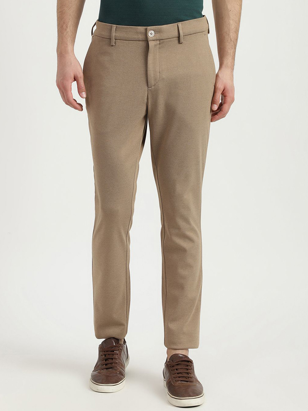 United Colors of Benetton Men Solid Slim Fit Mid-Rise Flat-Front Regular Trousers