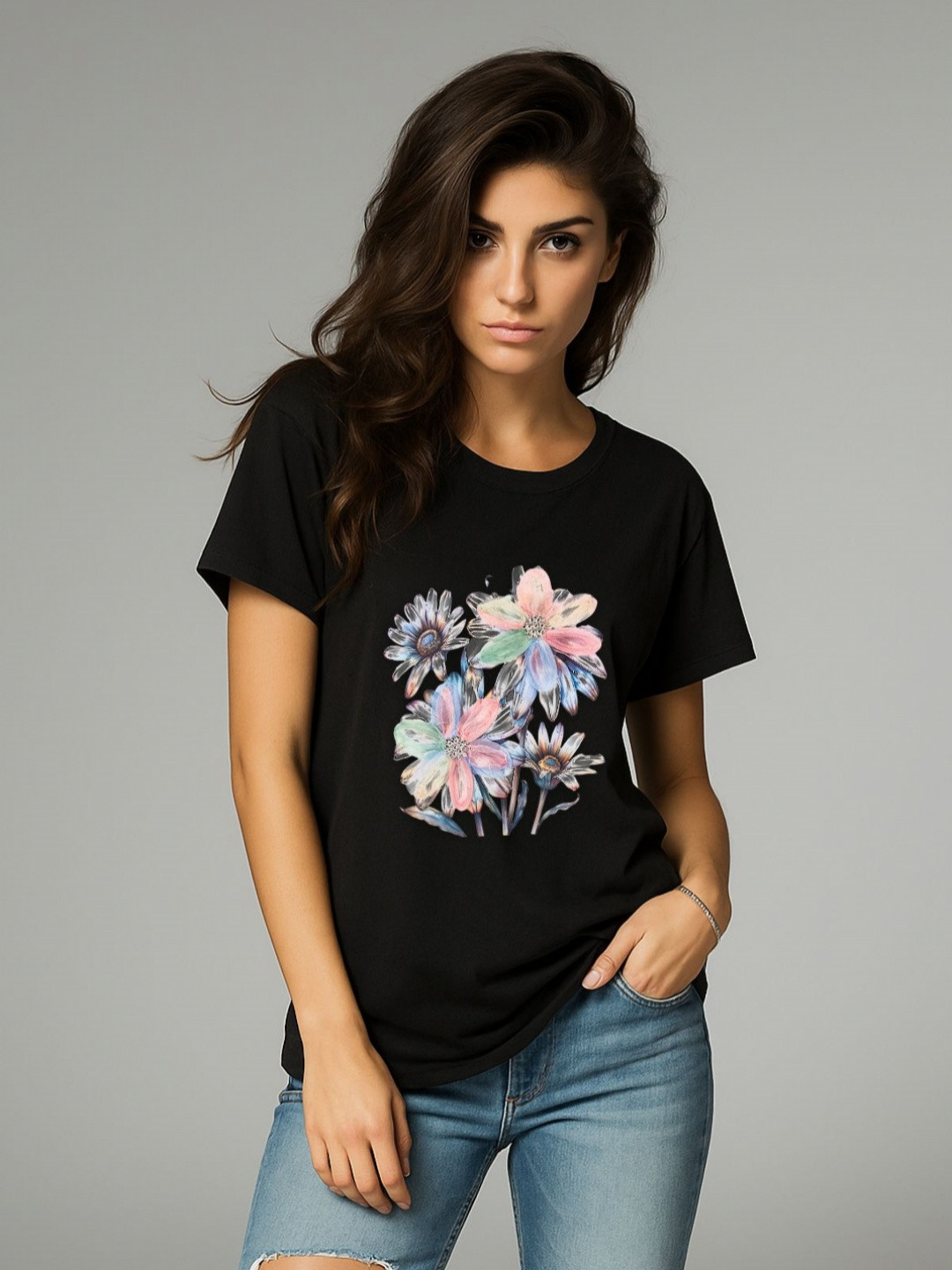 GRACE & JACK Women Love in Bloom 3D Heart & Pearls T-shirt
