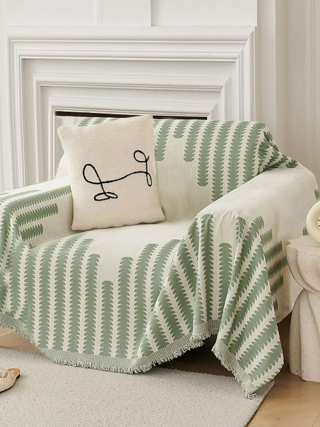 The Furnishing Tree Green Polyester Sofa Covers With Arms