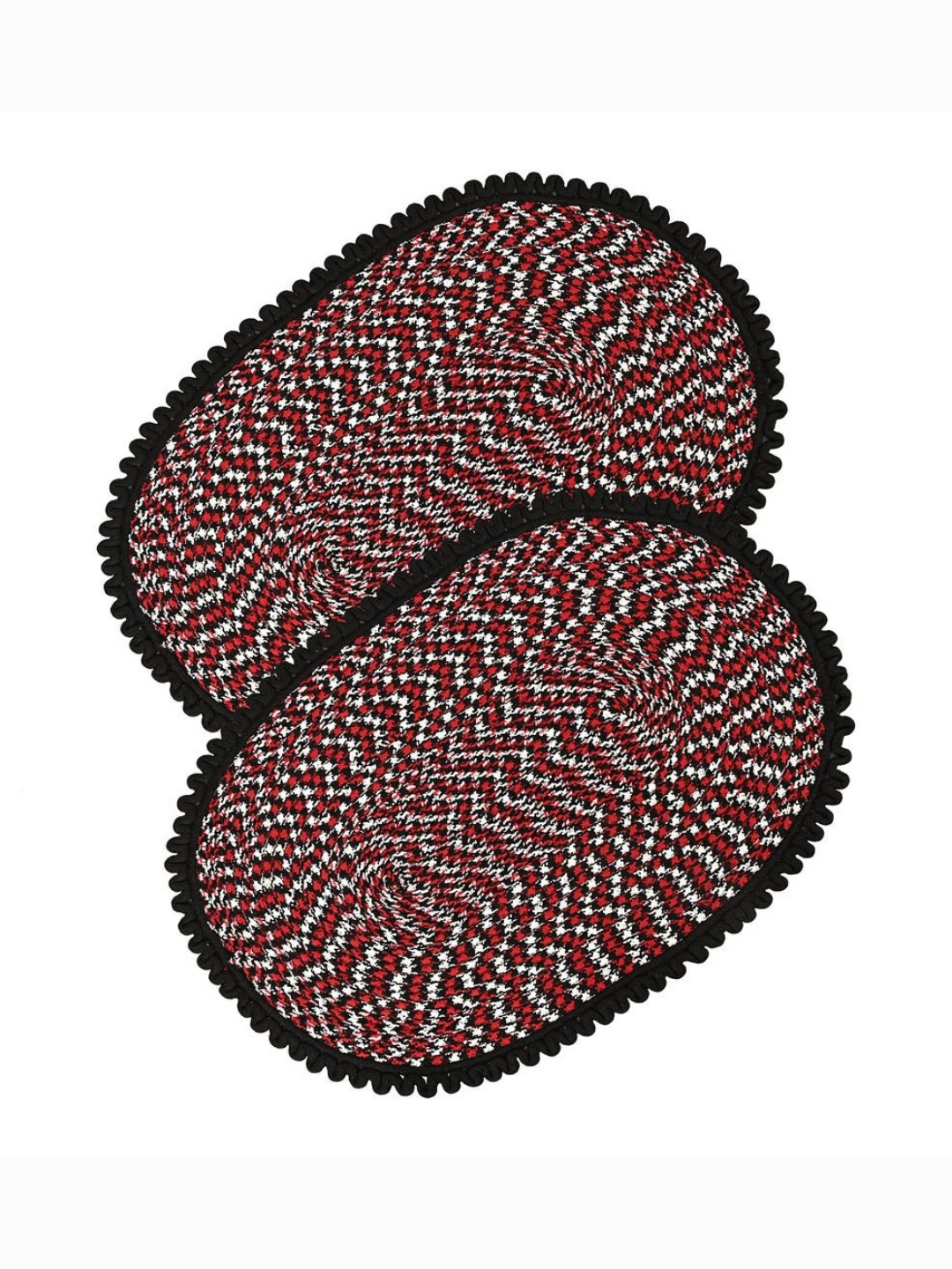 Aura 2-Pcs Black & Red Spiral Oval Super Absorbent Doormat