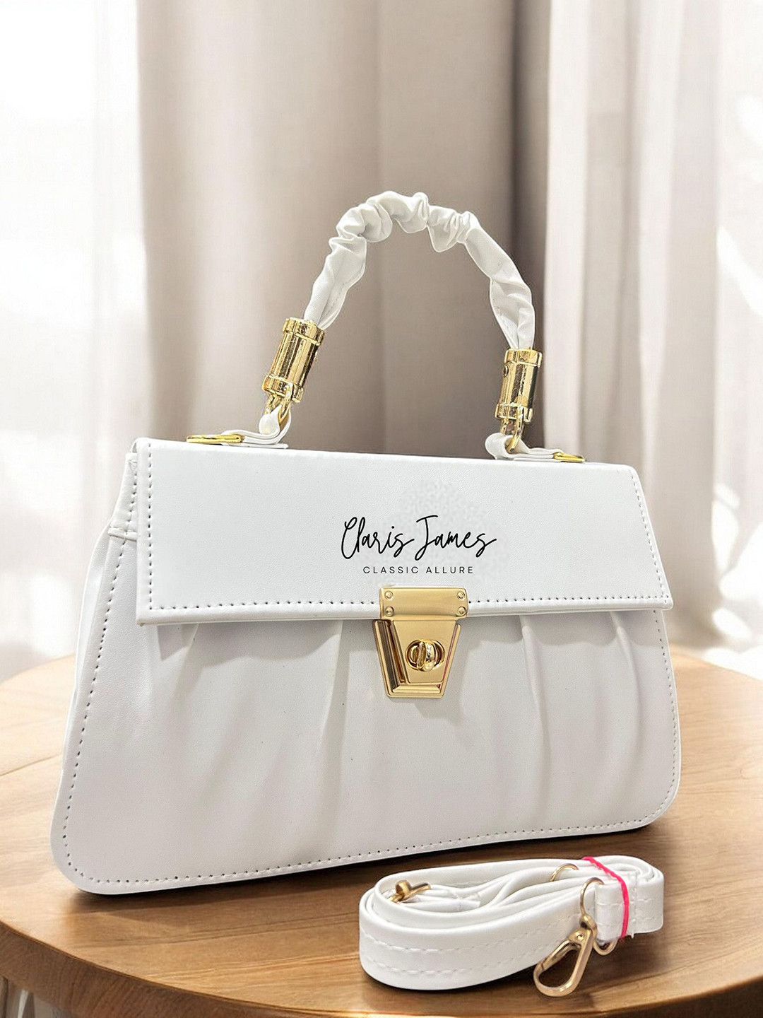 CLARIS JAMES Self Design Buckle Detail Two Handles Sling Bag