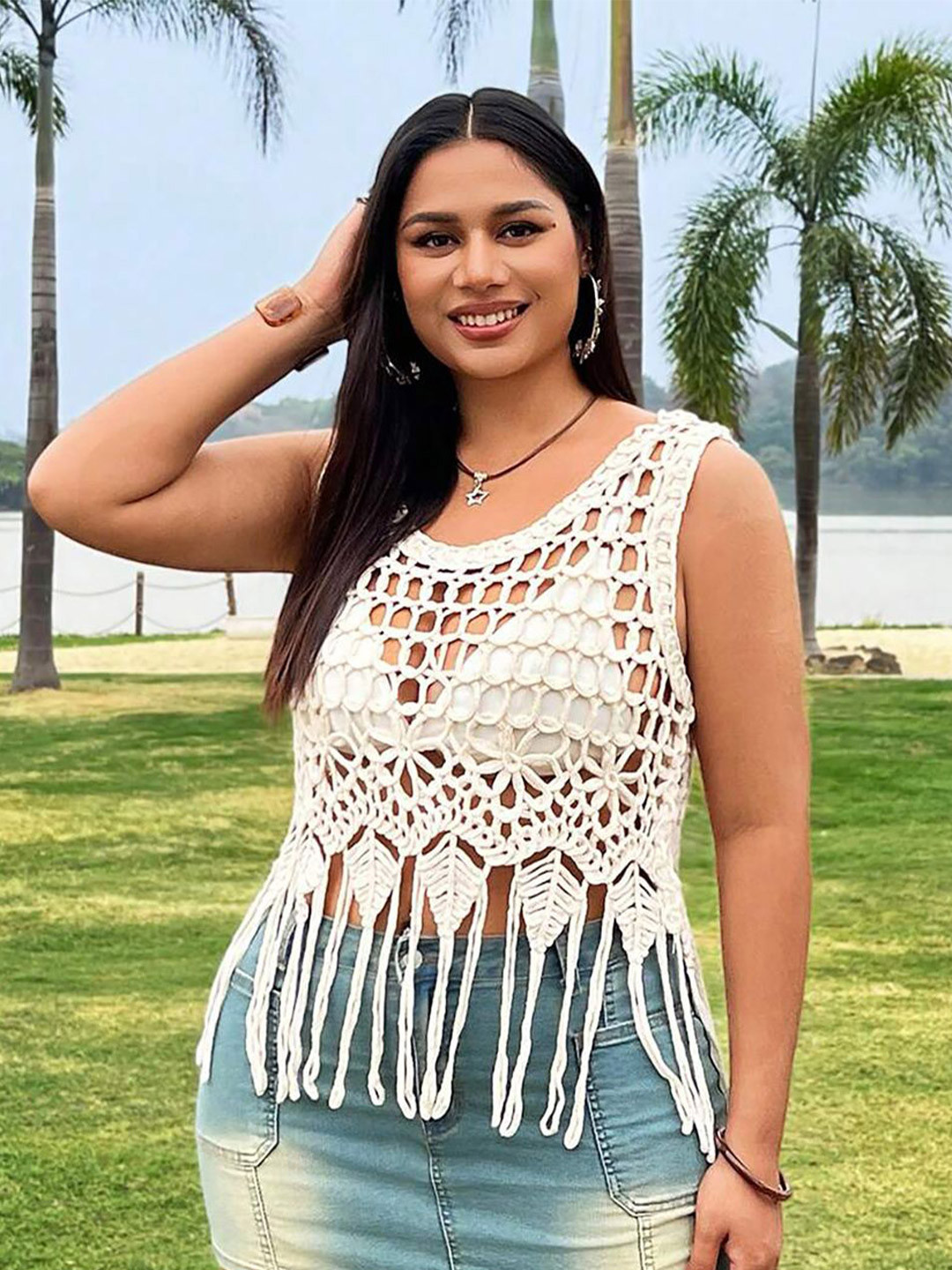 JC Mode Women Crochet Crop Top