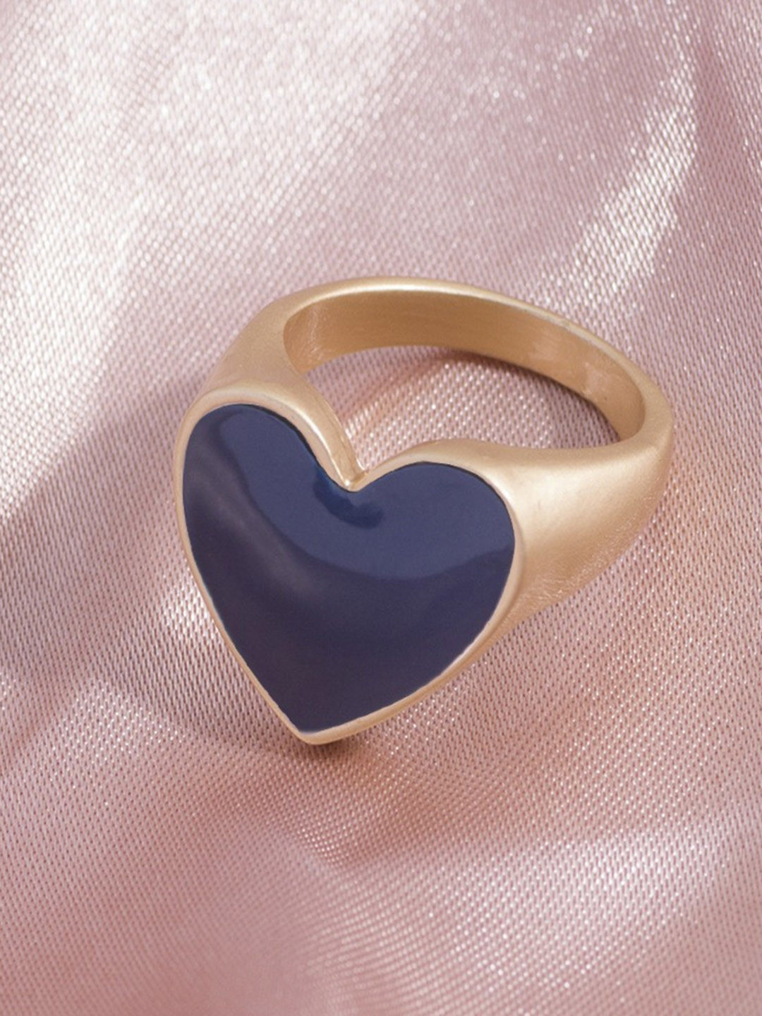 Arzonai Gold Silver Drop Nectarine Heart Ring
