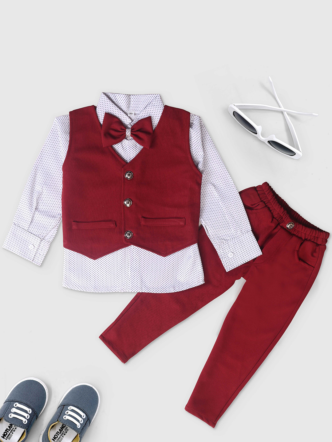TOGEPI Boys Pure Cotton 3-Piece Suits