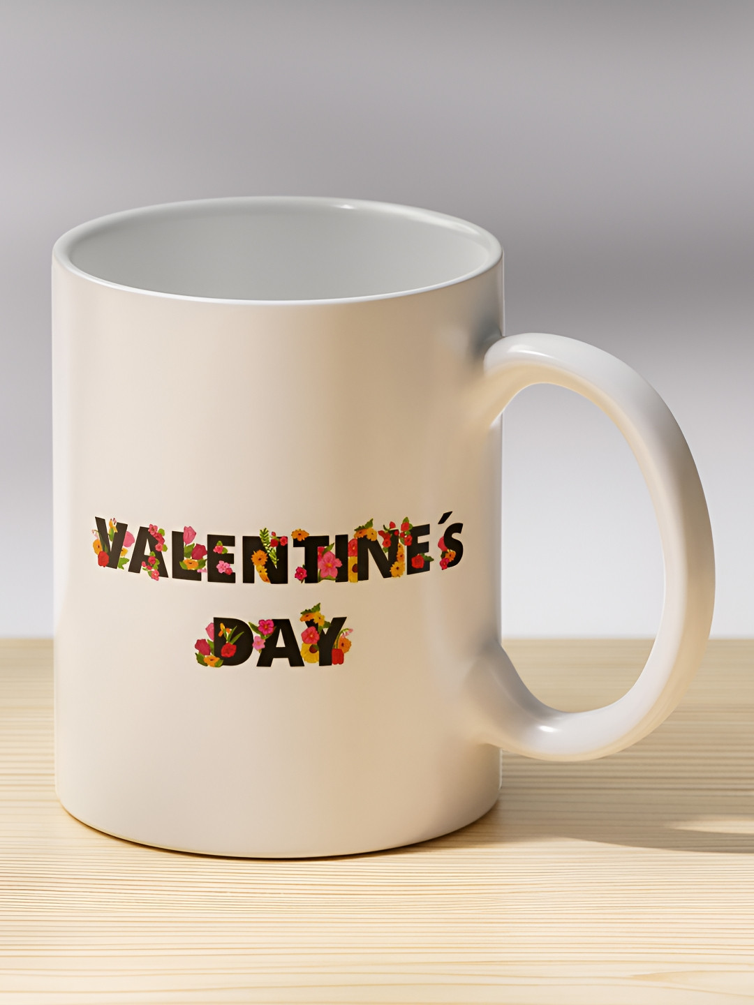 Gift4You Valentine With 3D Rose Magnet Multicoloured Typography Ceramic Microwave Safe Cup-300ml