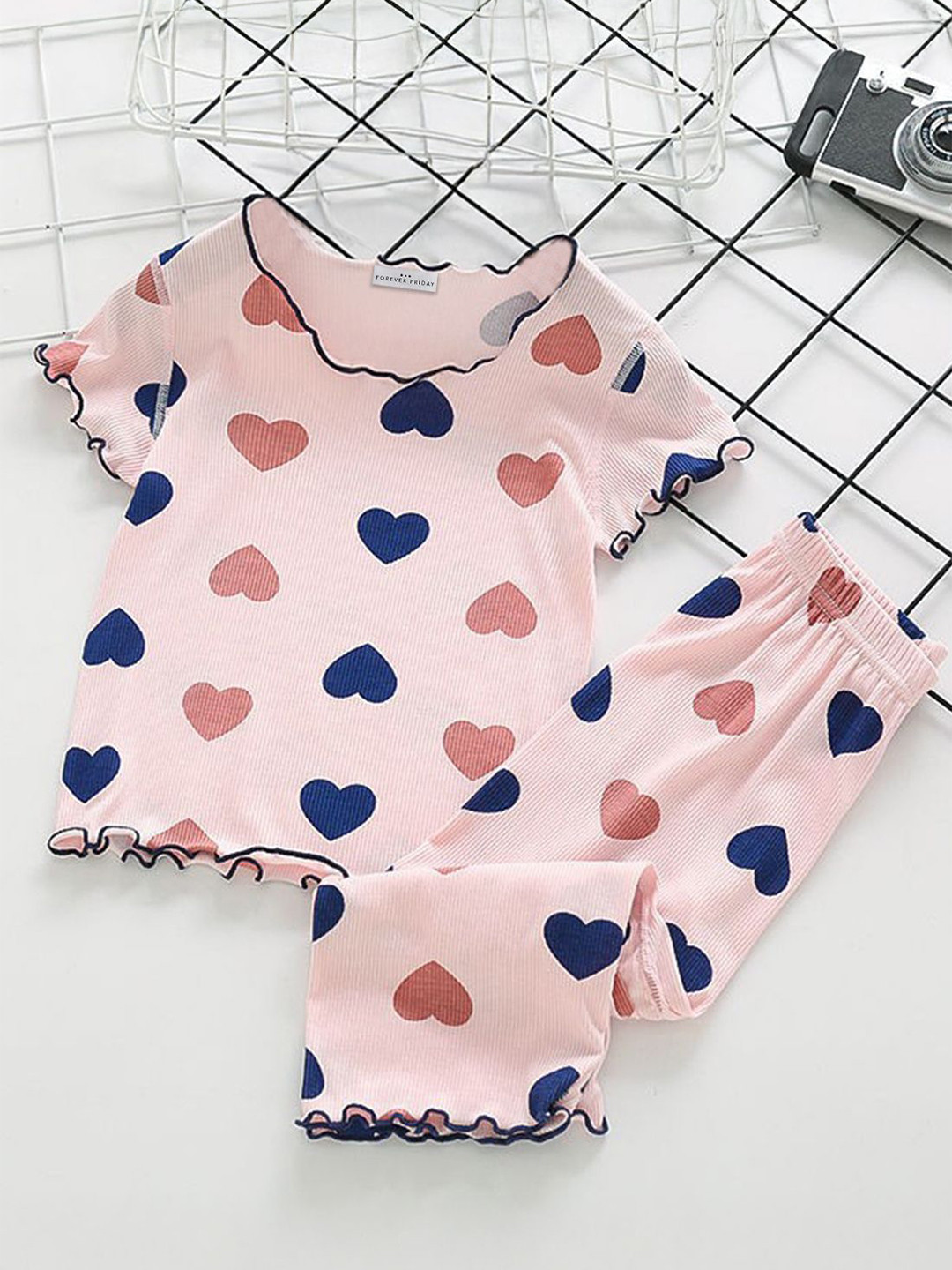 FOREVER FRIDAY Girls Printed Round Neck Top With Trouser