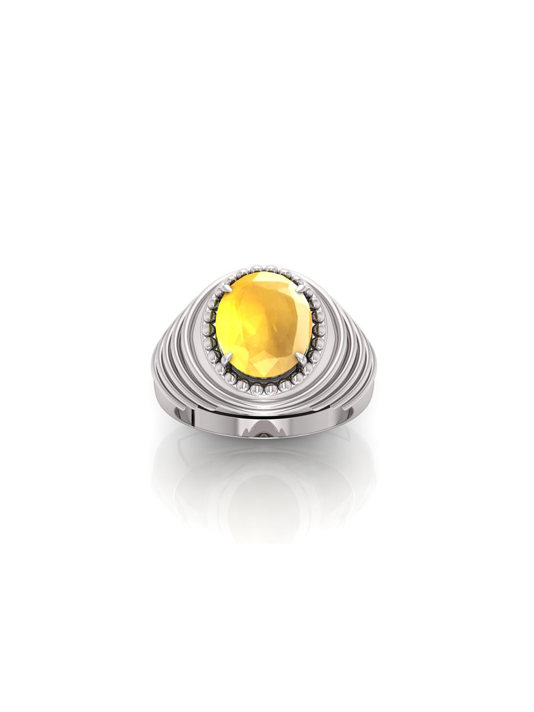 RRVGEM Pukhraj Ring 11.25 Ratti 11.00 KT Astrological Gemstone Silver Plated Ring for Men & Wome