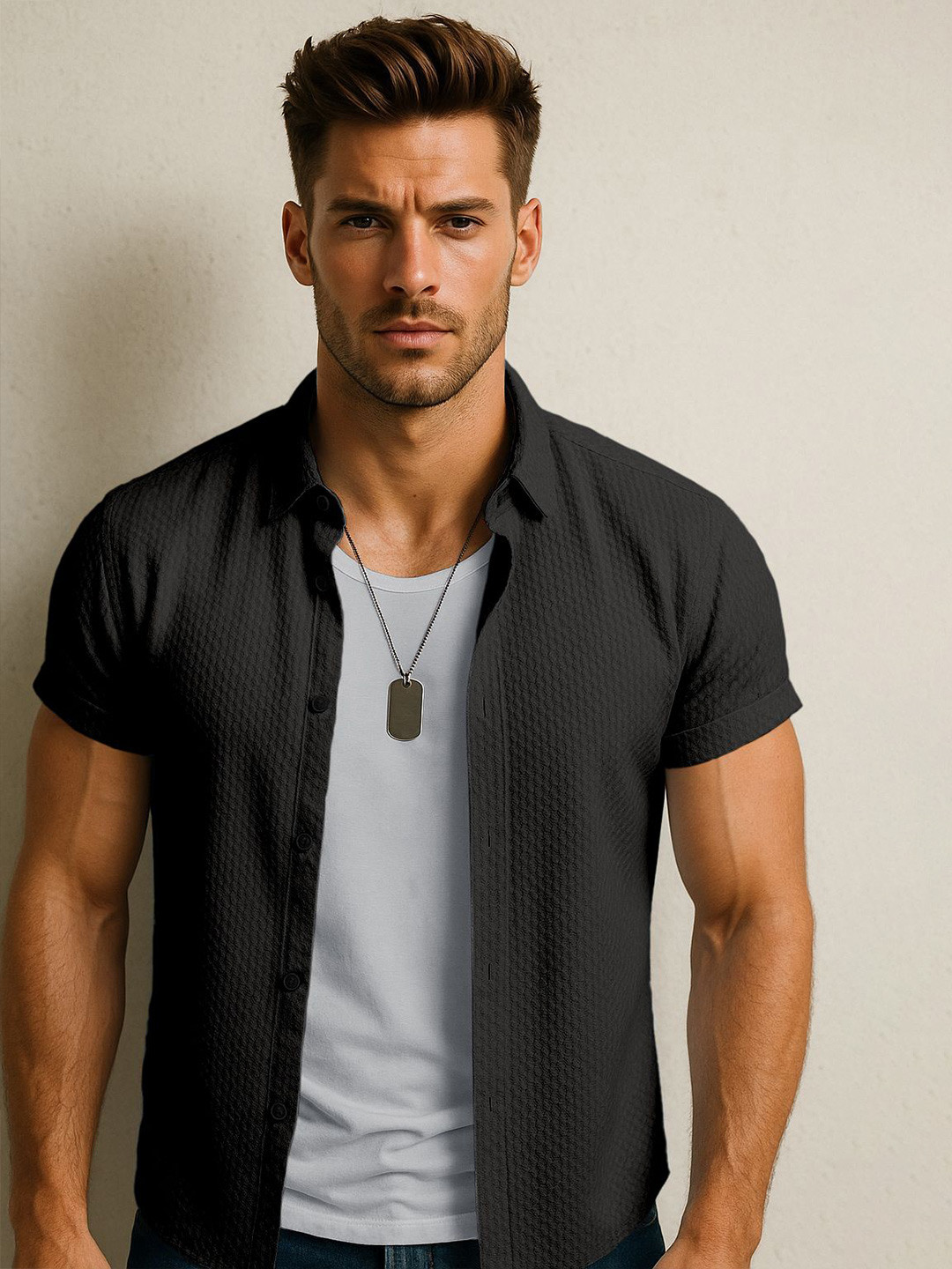 SWADESI STUFF Comfort Striped Spread Collar Shirt