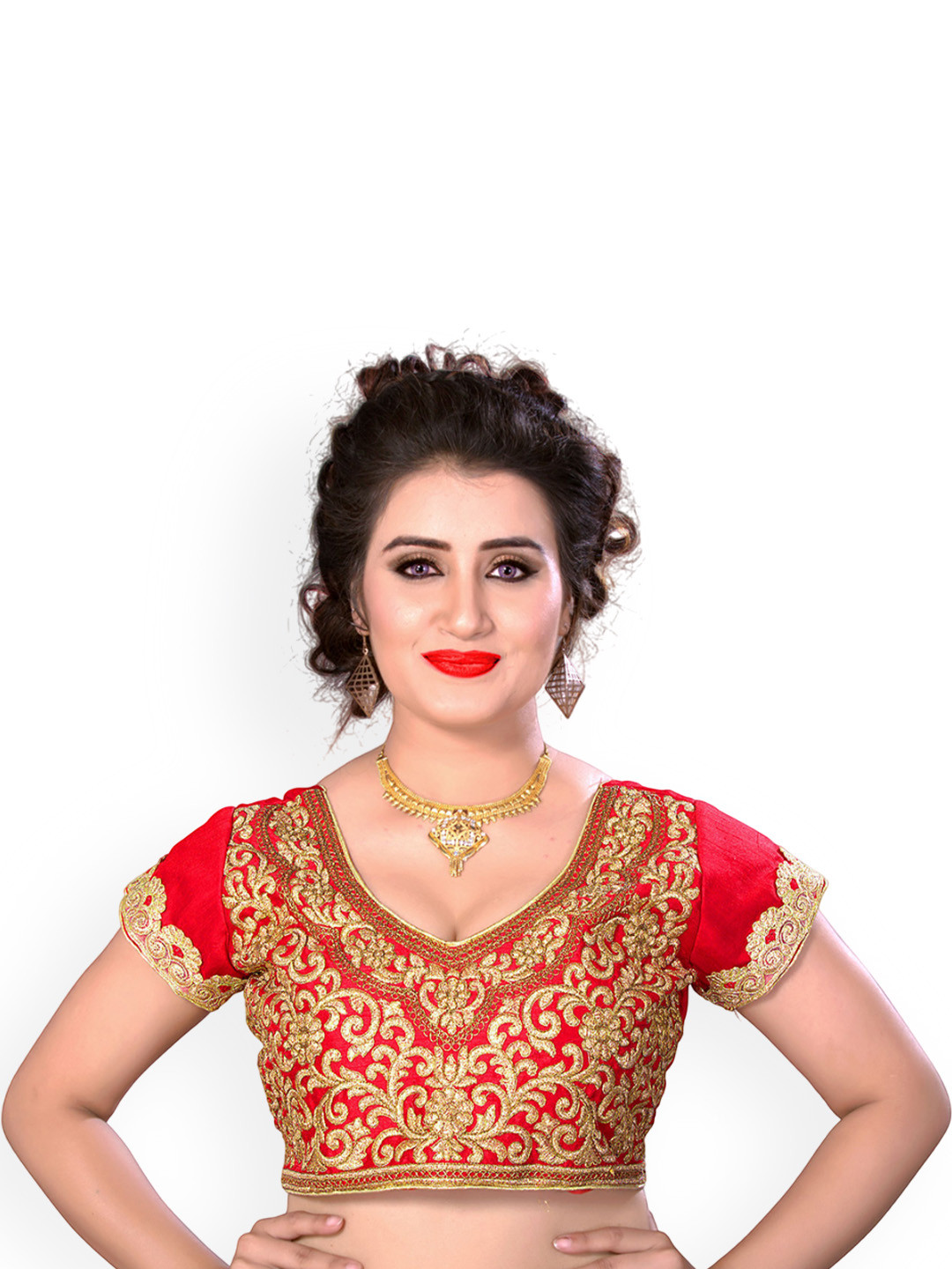 KING SALES Embroidered U Neck Alterable Saree Blouse