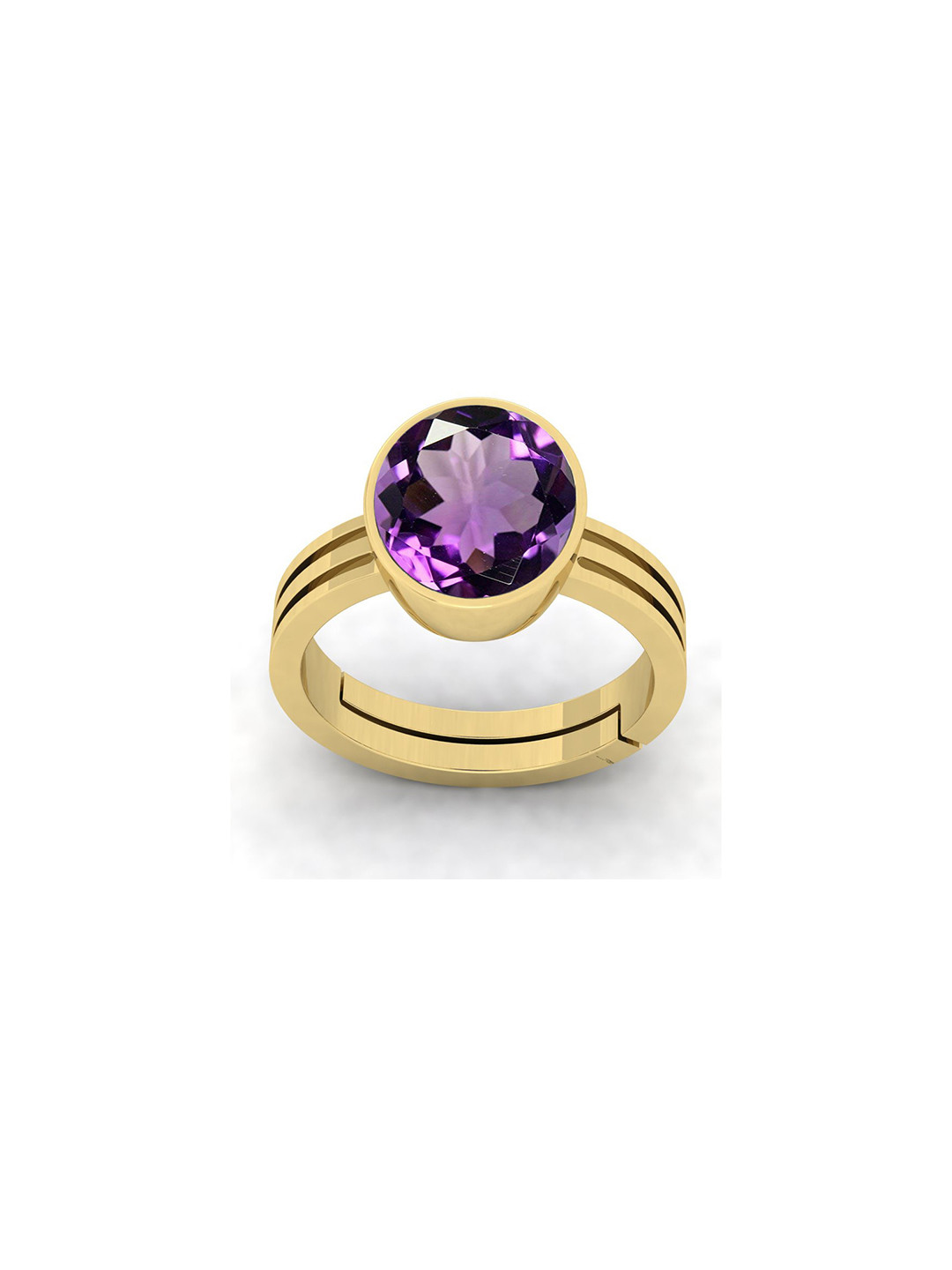 RRVGEM Unisex 8.00 KT 8.25 Ratti Brass Amethyst Finger Ring