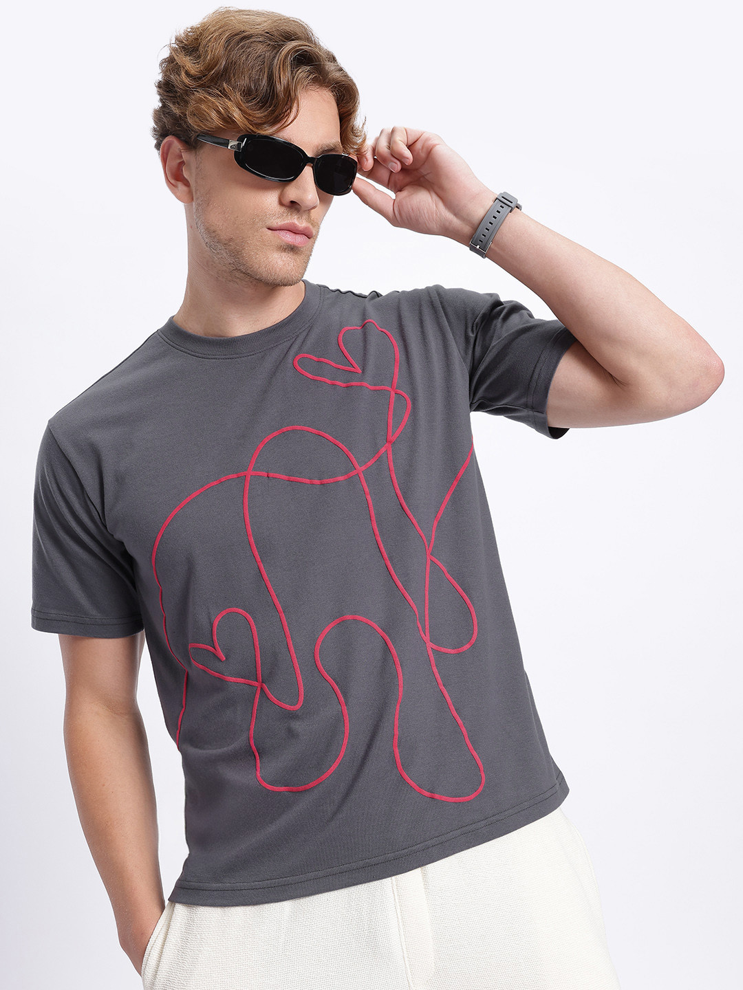 glitchez Doodle Heart Printed Oversized T-shirt