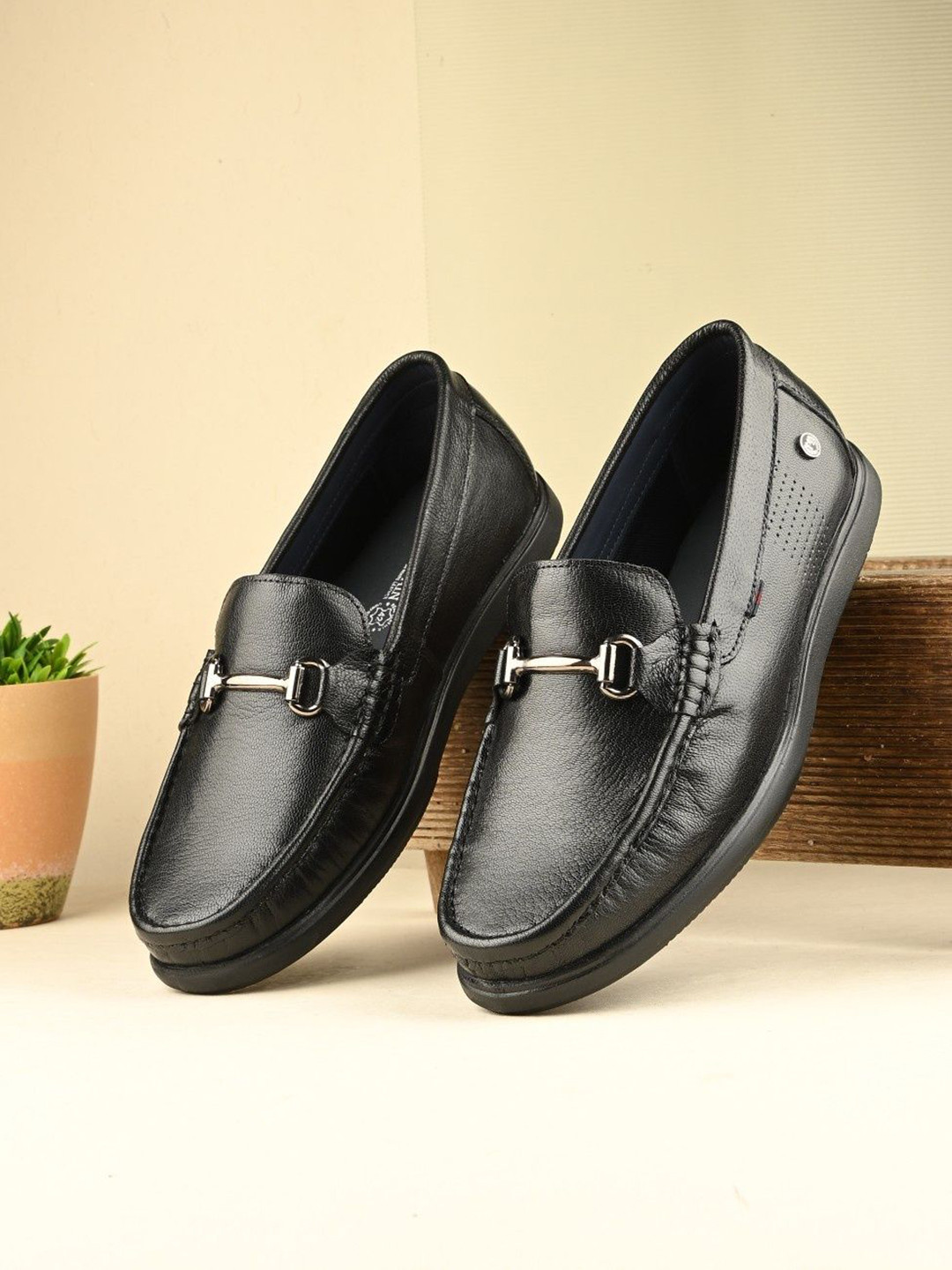 MONDAIN Men Round Toe Leather Loafers