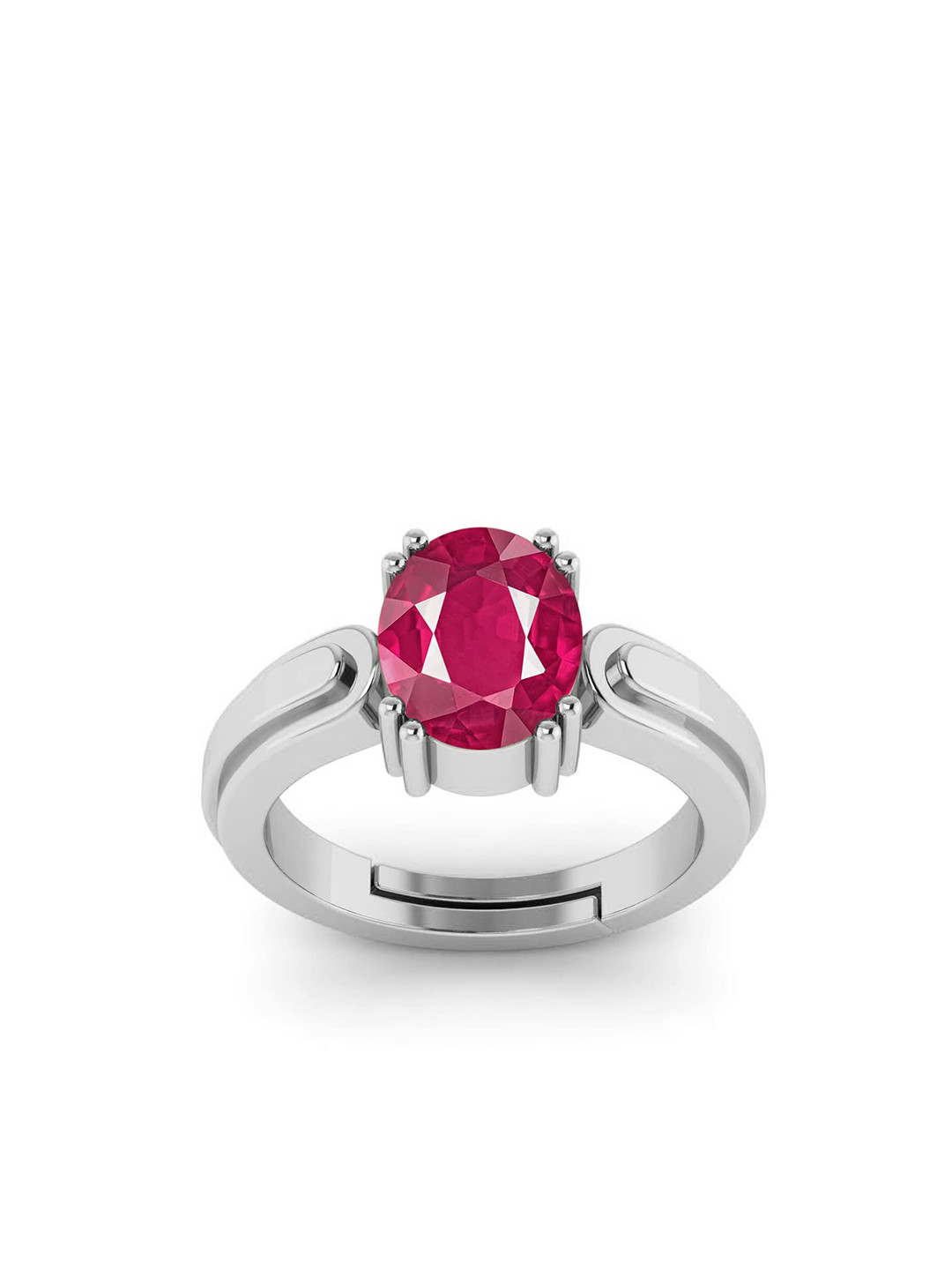RRVGEM RUBY Ring 8.25 Ratti 7.70 KT Ruby Ring Silver Plated Adjustable Ring Astrologic