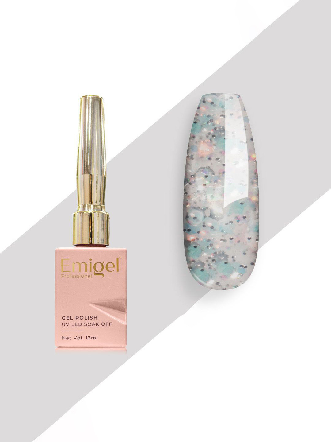 Emigel PROFESSIONAL Uv Led Soak Off Gel Nail Polish- 12 ml- Misty Silver - E015