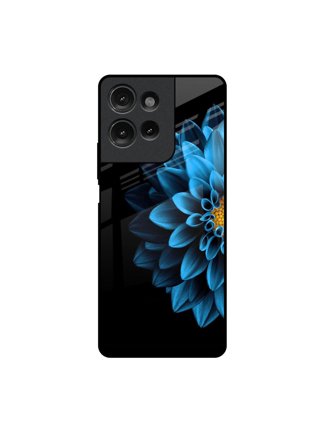 QRIOH Half Blue Flower Real Printed Motorola G75 5G Impact Resistant Back Case