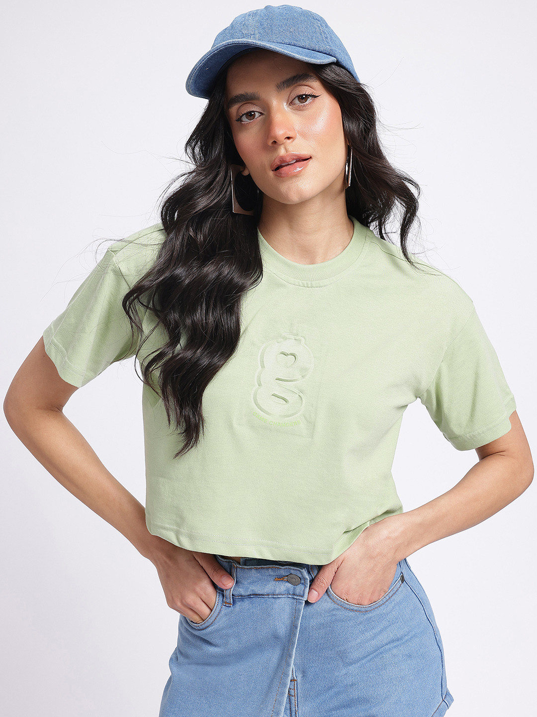 glitchez Crop Logo Drop-Shoulder Relaxed Fit Tee