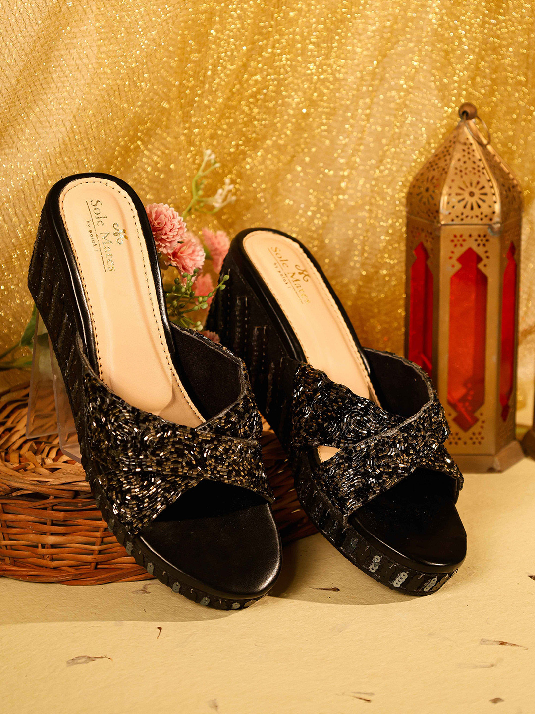 sole mates Women Embellished Party Platform Sandals