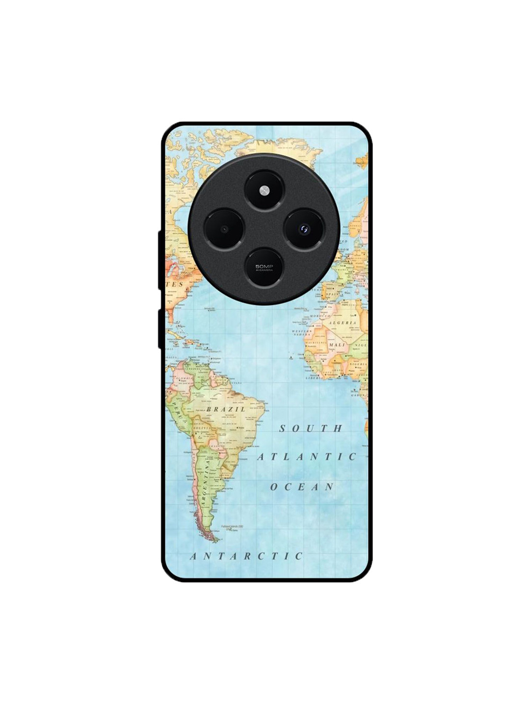 QRIOH Travel Map Printed Redmi 14C 5G Impact Resistant Back Case