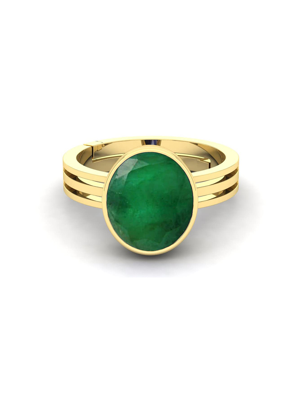 RRVGEM Gold Plated Panna Stone Ring