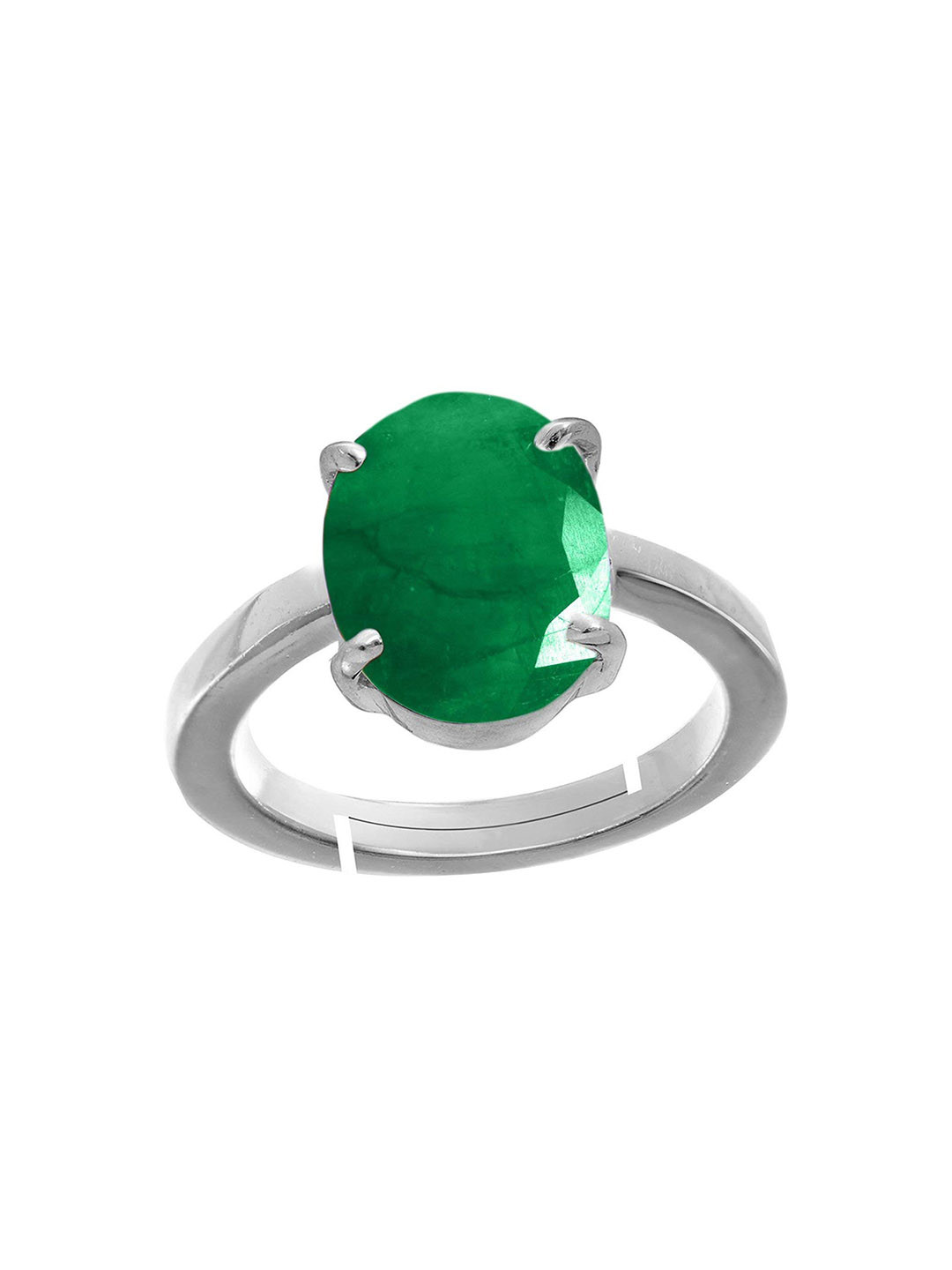 RRVGEM Emerald Gemstone Silver Plated Ring