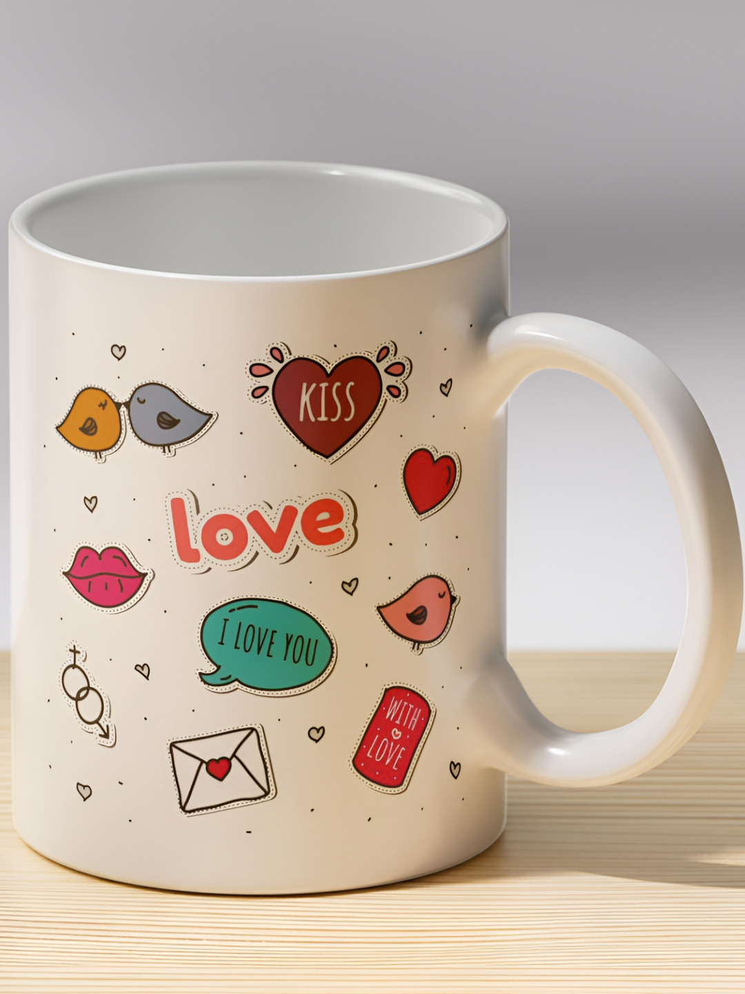 Gift4You Opalware Multicoloured Typography Ceramic Microwave Safe Cup-325ml