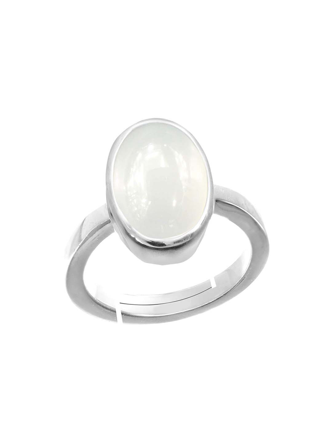 RRVGEM 14.50 Ratti Unheated Untreated Silver Plated Rainbow Moonstone Ring