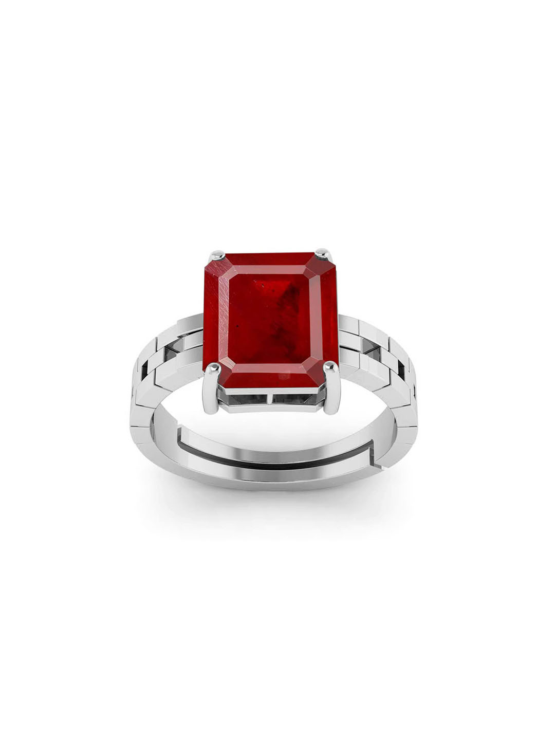 RRVGEM 8.00 KT 8.30 KT Ruby Silver Plated Adjustable Ring