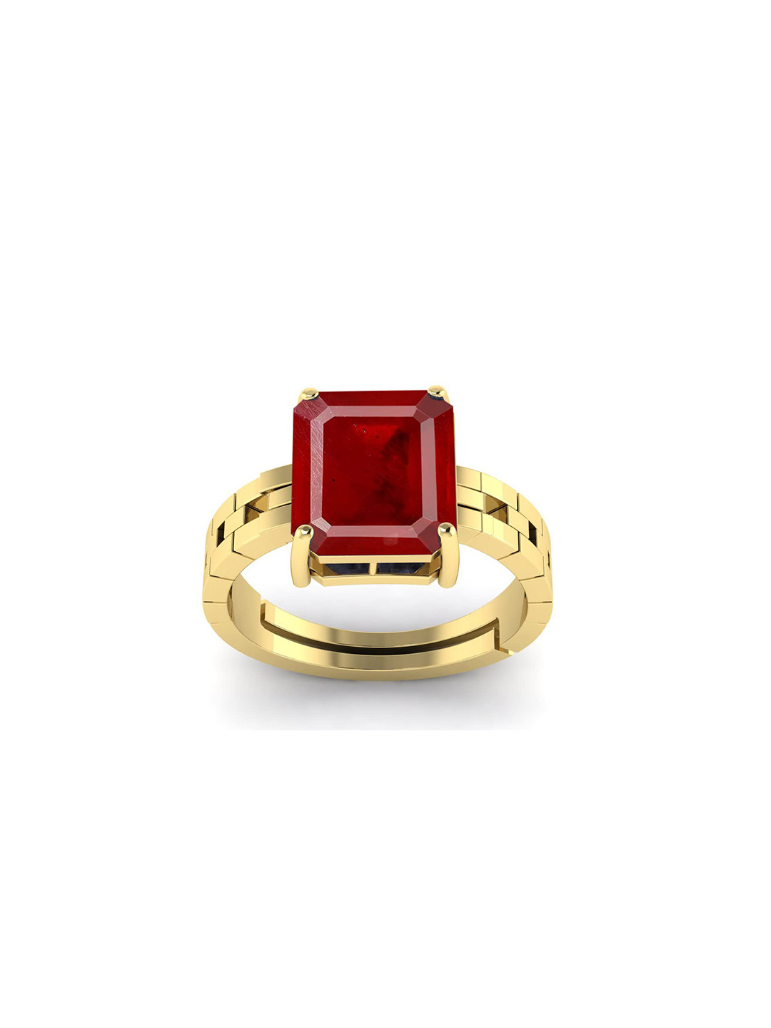 RRVGEM Gold Plated 10.00 KT Ruby Adjustable Ring