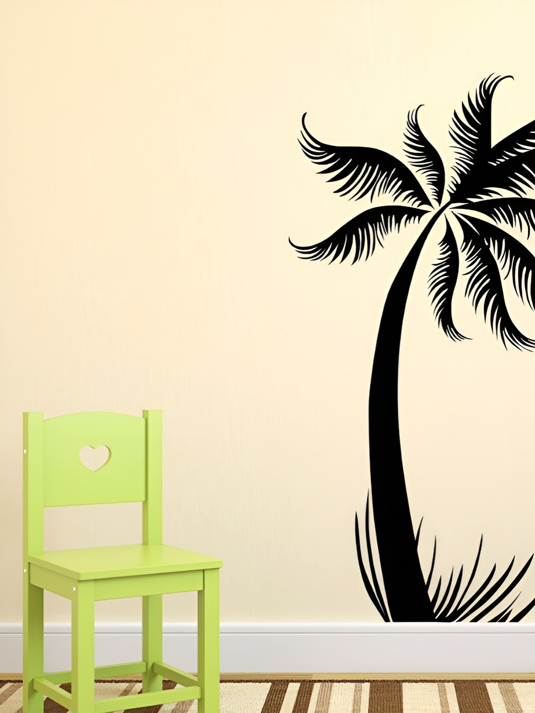 LANSTICK Black Printed Coconut Tree Wall Sticker
