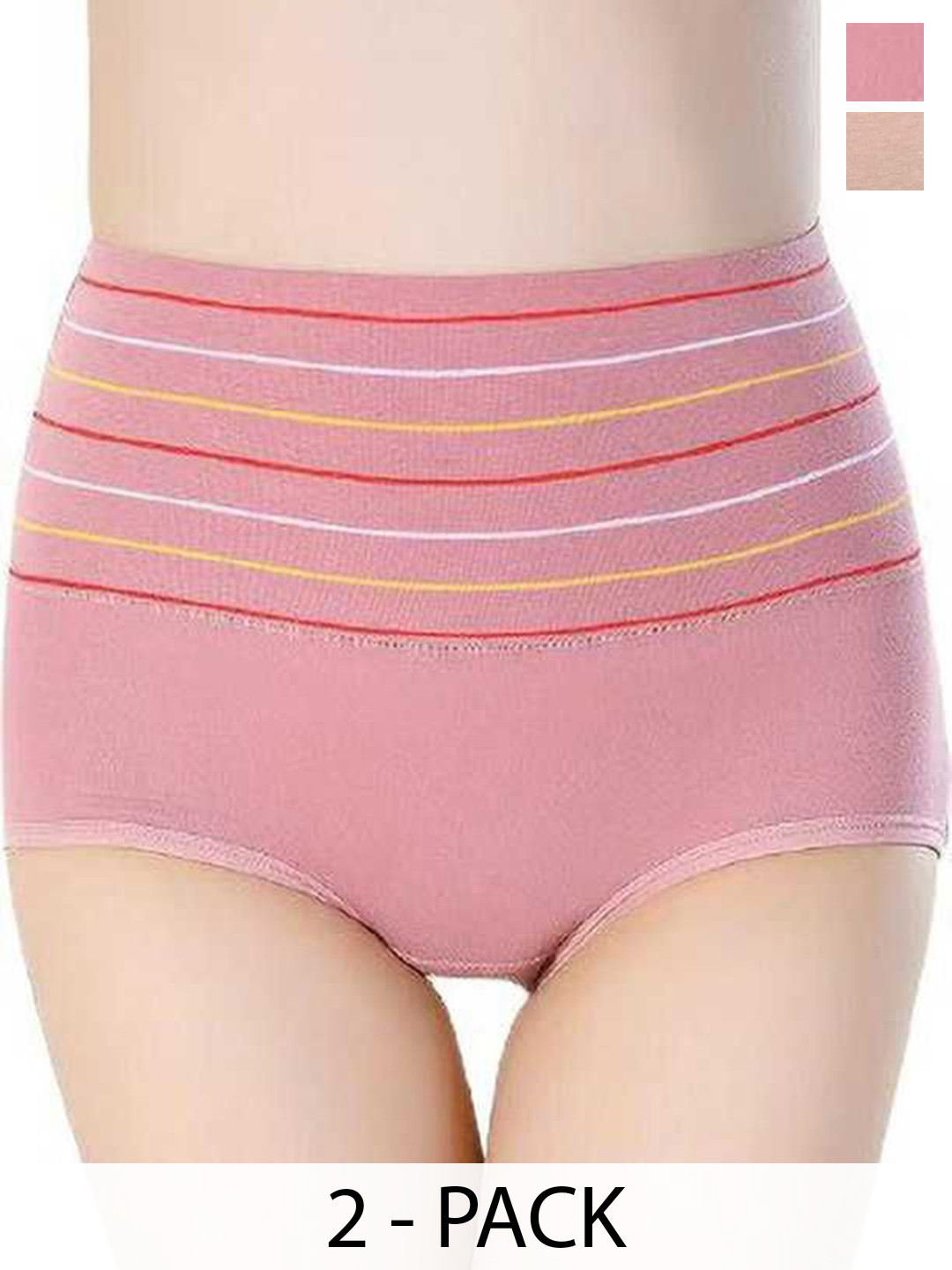 Taslar Pack Of 3 Striped Breathable  Cotton Hipster Briefs 036TLARBREF_CRM_LPNK