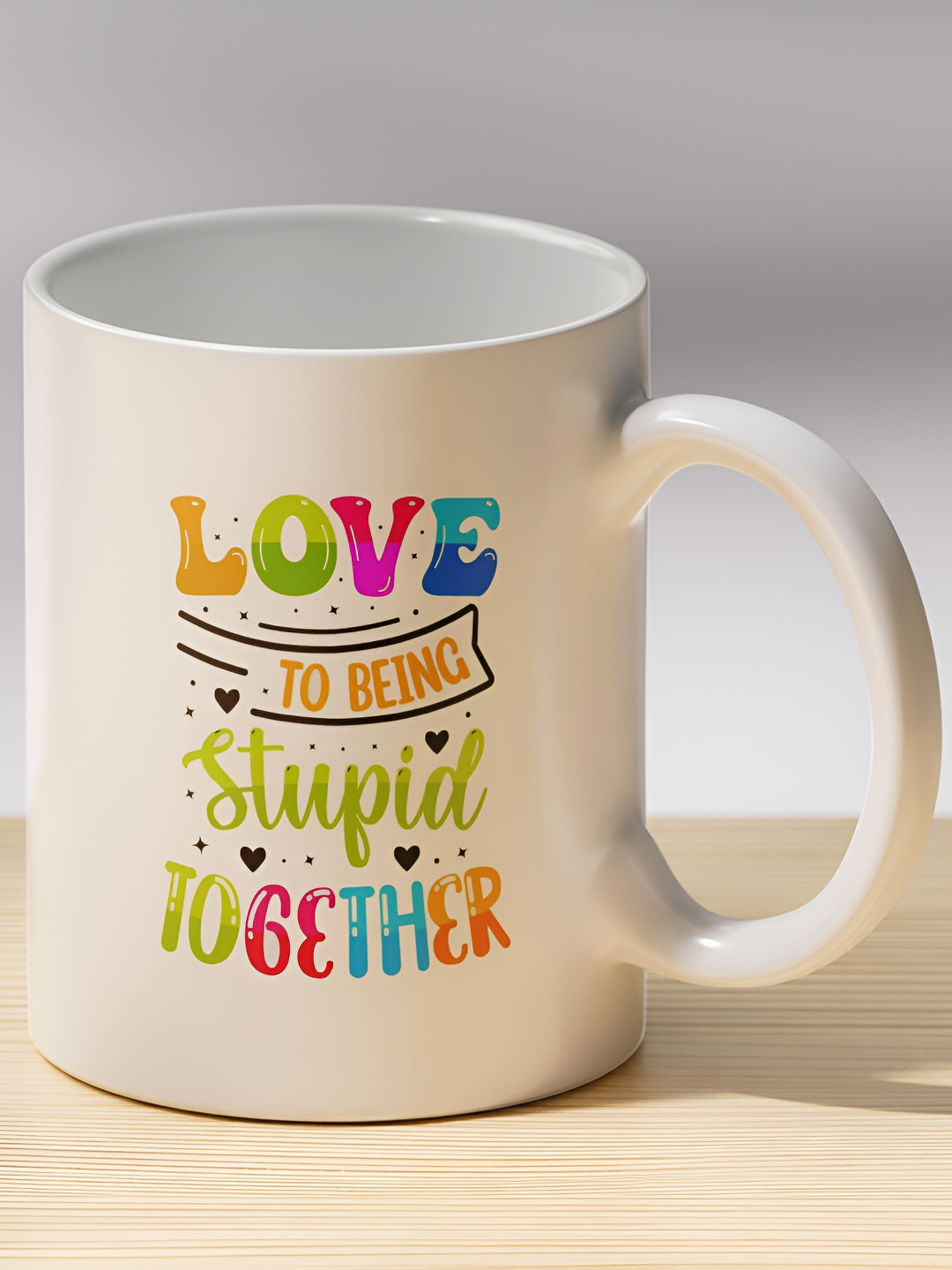 Gift4You Gold Design Multicoloured Typography Ceramic Microwave Safe Cup-350ml