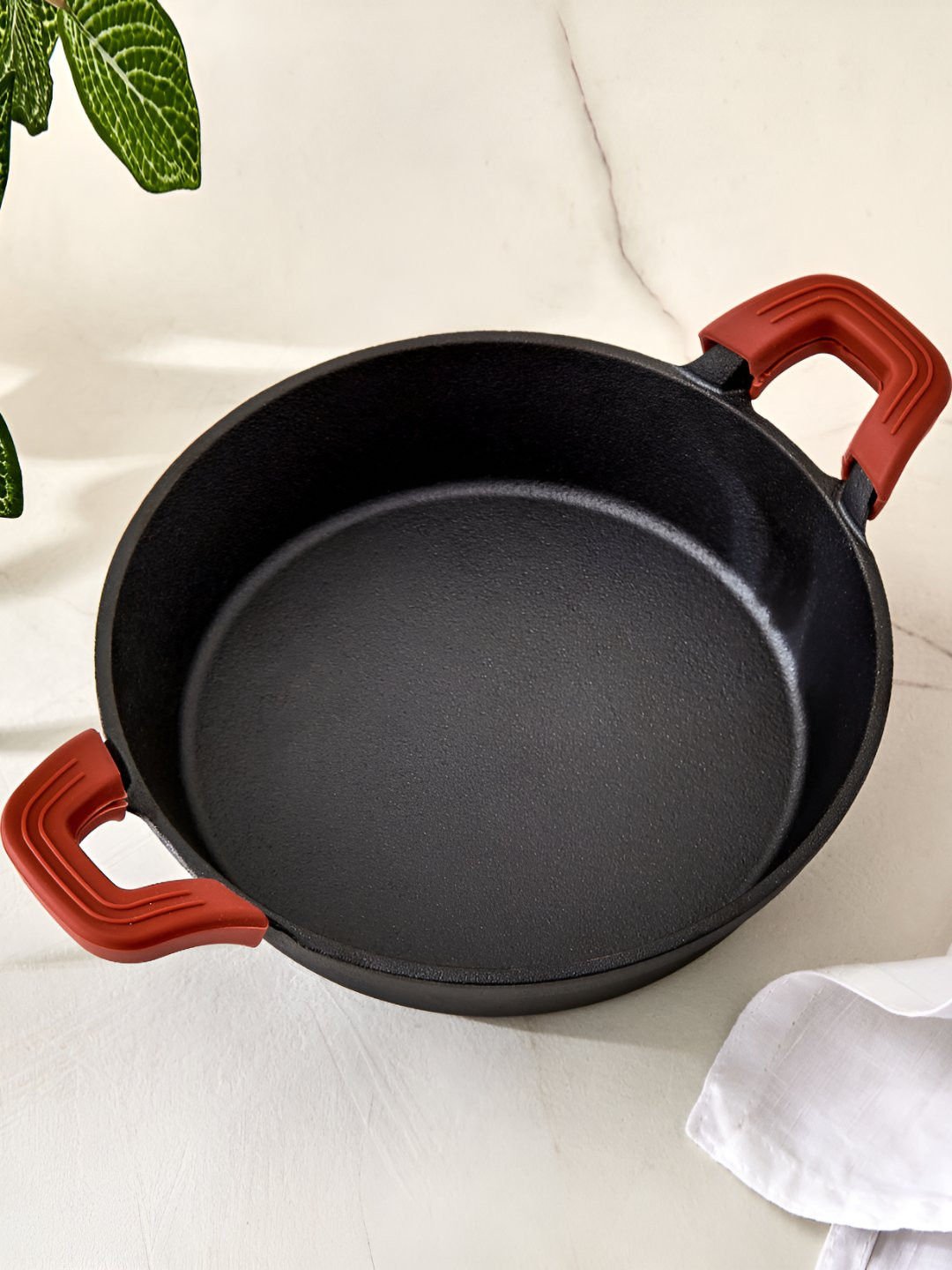 Home Centre Black Easy to Clean Cast Iron Kadhai and Wok